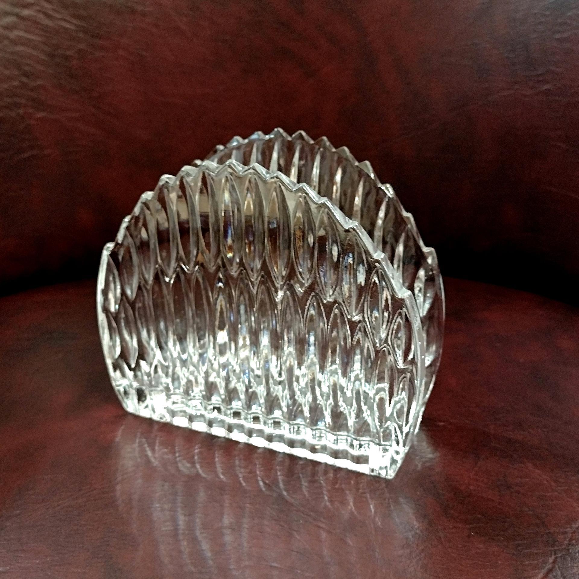 Vintage Princess House Royal Highlights Crystal Napkin Holder, Letter Desk Organizer