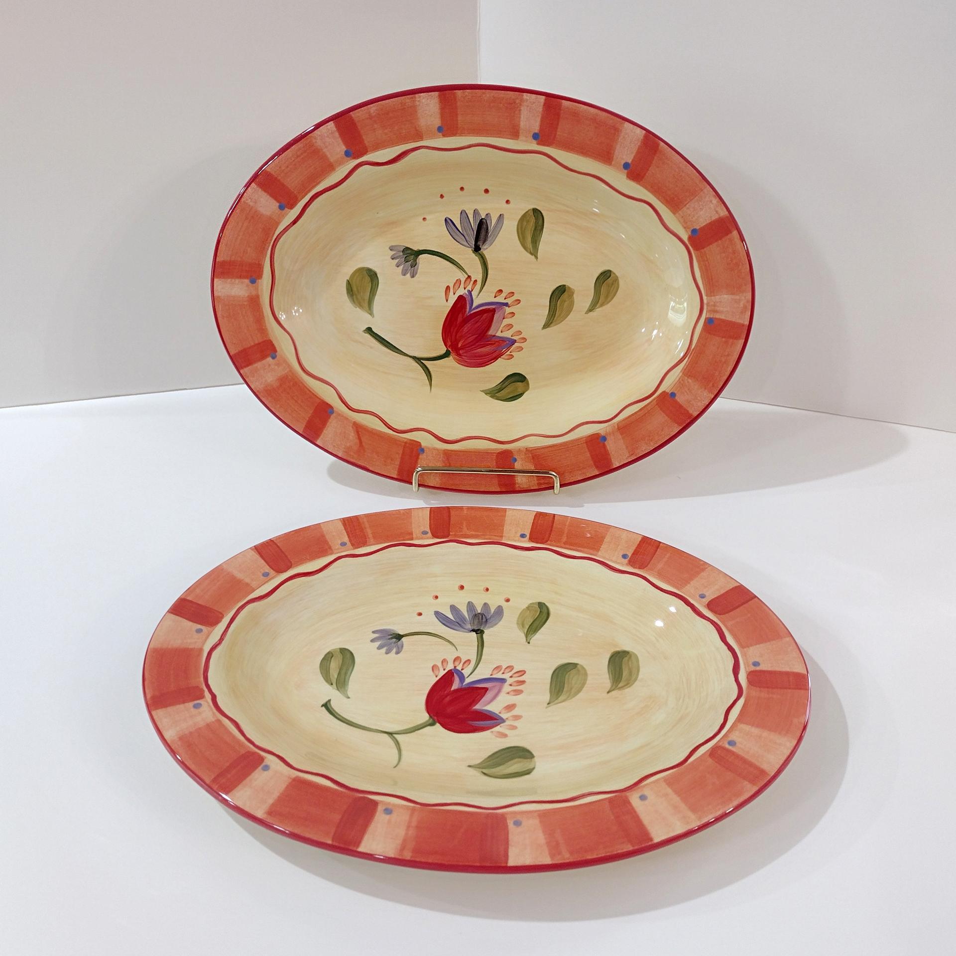 Vintage Pfaltzgraff Napoli Ceramic Steak Platter, Set of Two