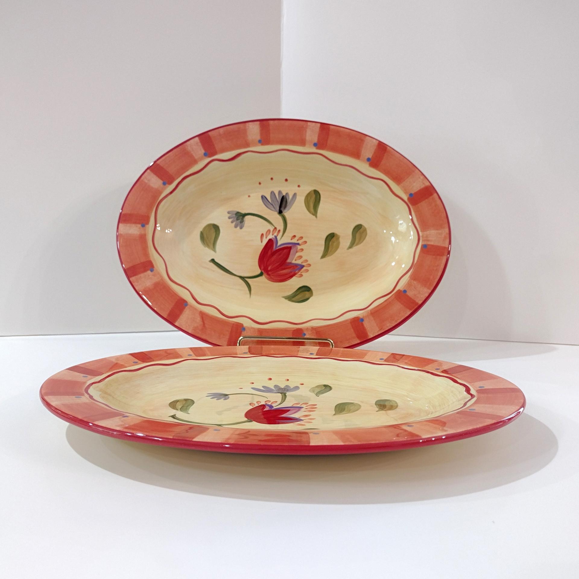 Vintage Pfaltzgraff Napoli Ceramic Steak Platter, Set of Two