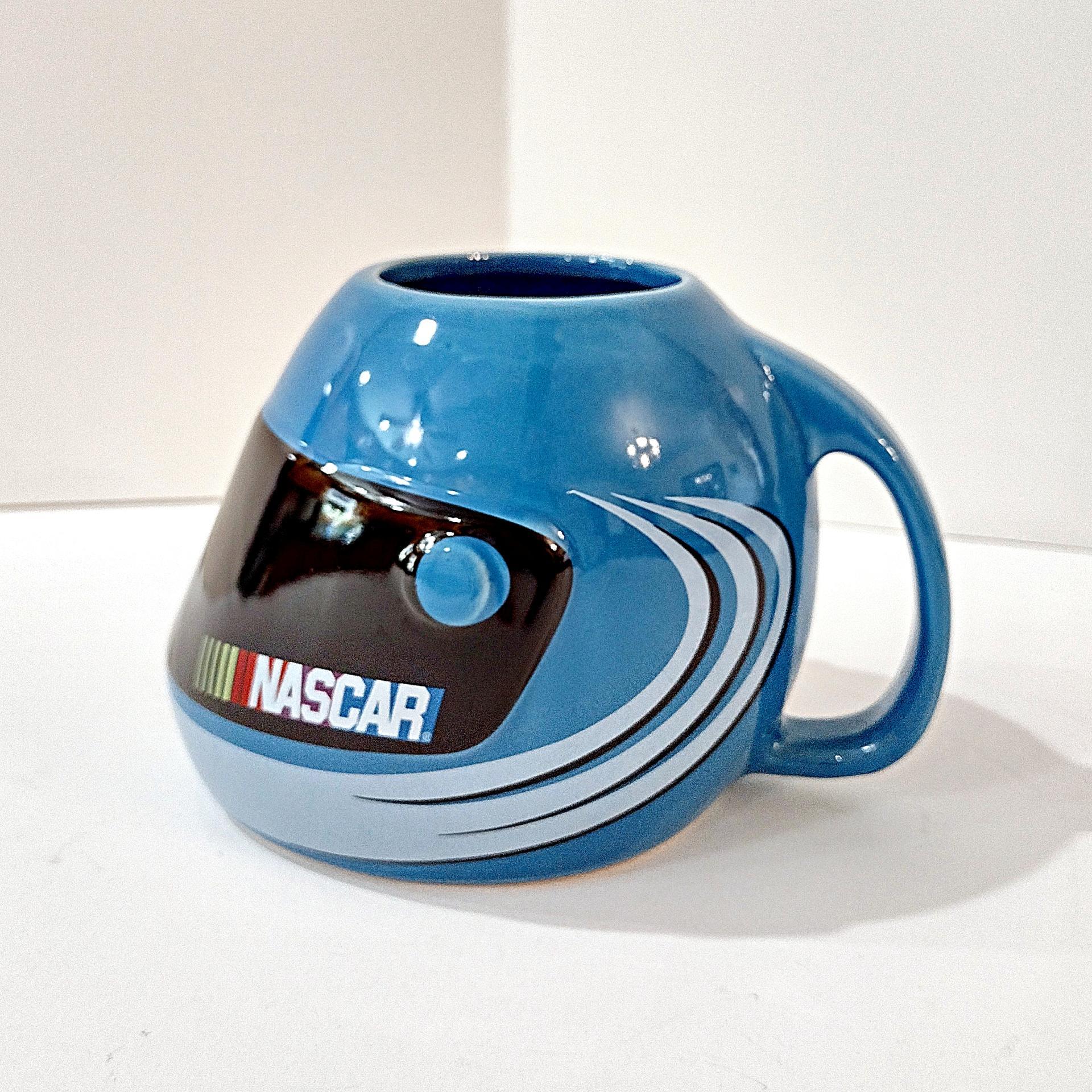 Vintage Blue Nascar Sherwood Racing Helmet Ceramic Mug, 2003 Race Car Helmet Coffee Tea Mug