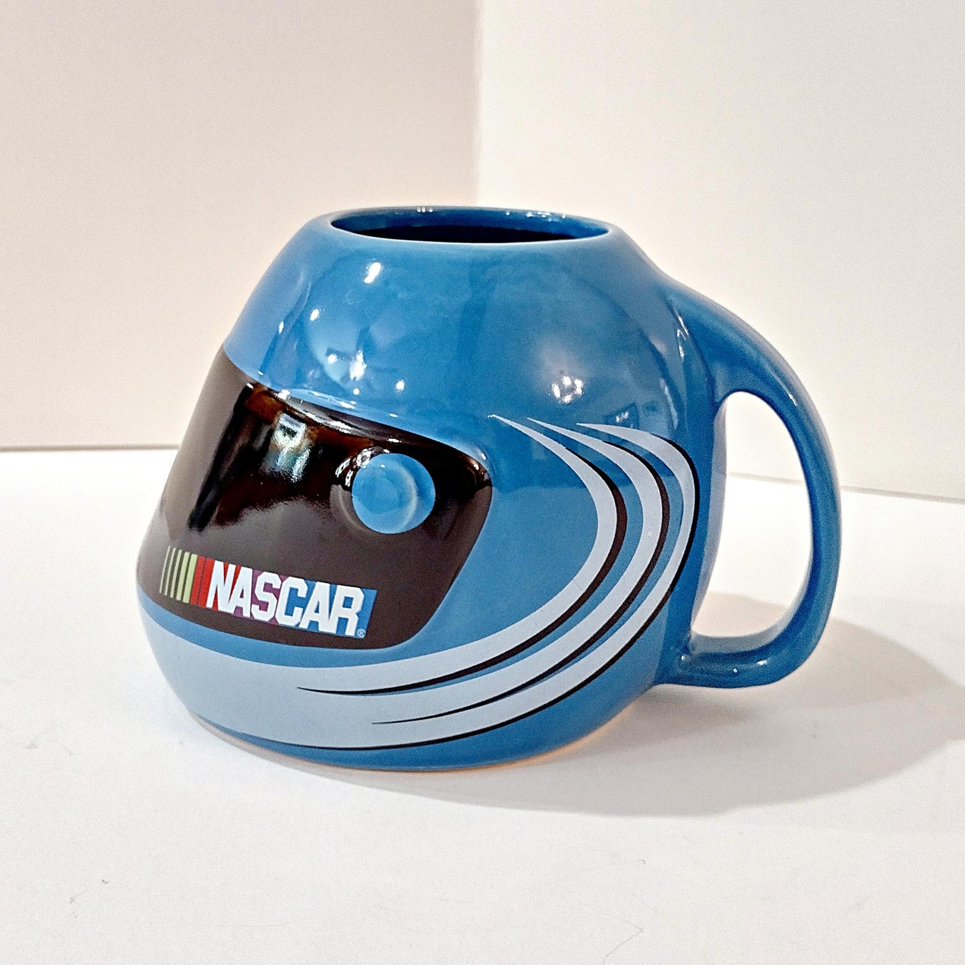 Vintage Blue Nascar Sherwood Racing Helmet Ceramic Mug, 2003 Race Car Helmet Coffee Tea Mug