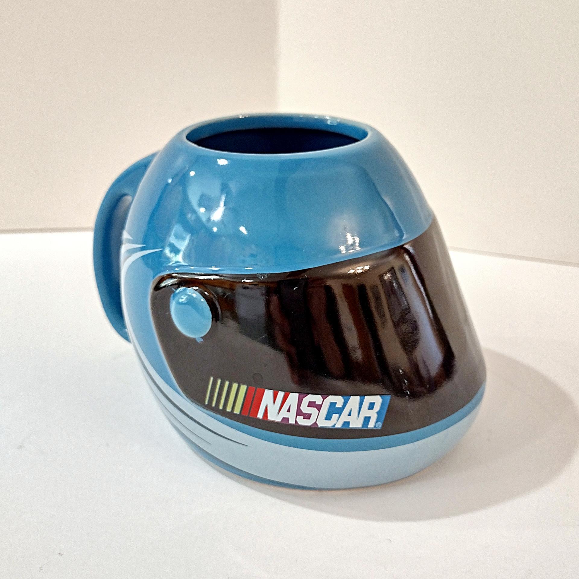 Vintage Blue Nascar Sherwood Racing Helmet Ceramic Mug, 2003 Race Car Helmet Coffee Tea Mug