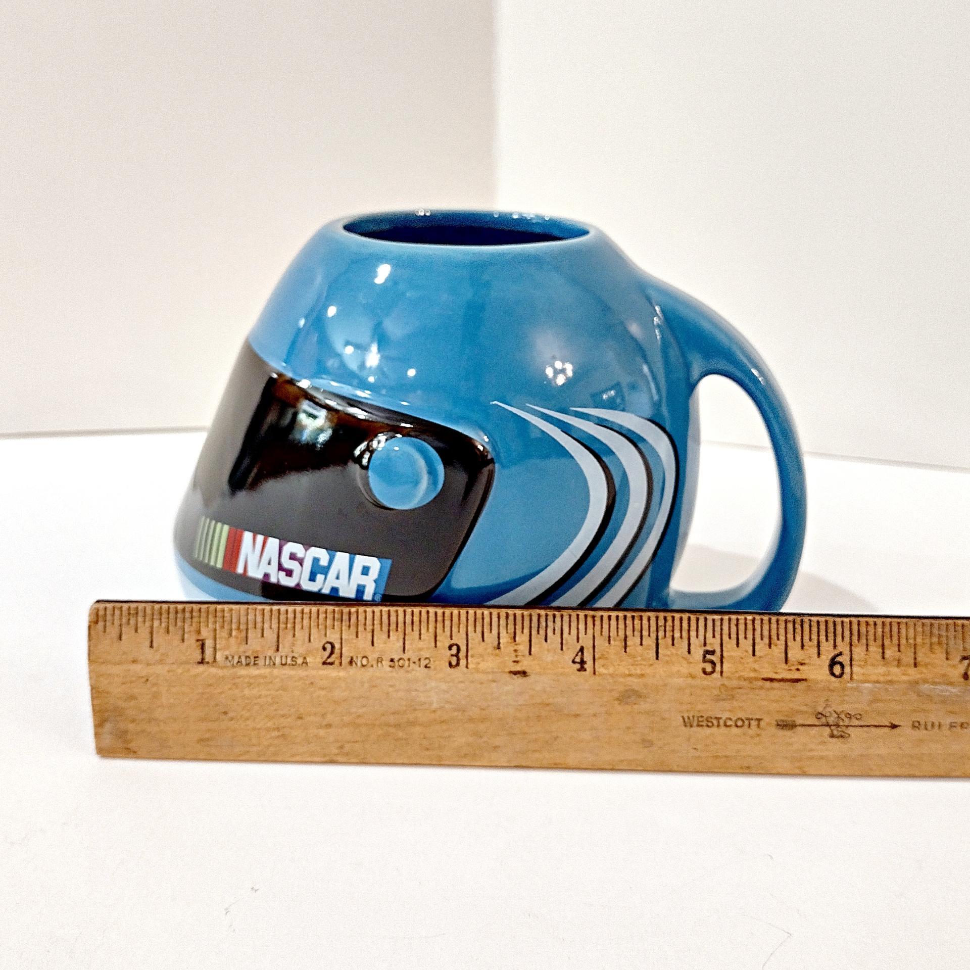 Vintage Blue Nascar Sherwood Racing Helmet Ceramic Mug, 2003 Race Car Helmet Coffee Tea Mug
