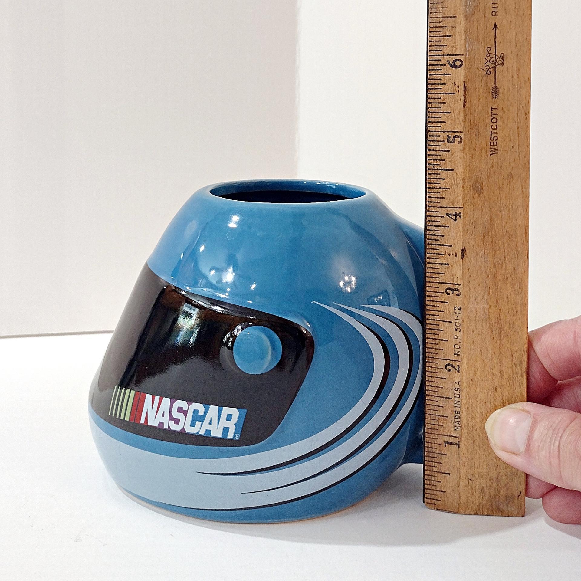 Vintage Blue Nascar Sherwood Racing Helmet Ceramic Mug, 2003 Race Car Helmet Coffee Tea Mug