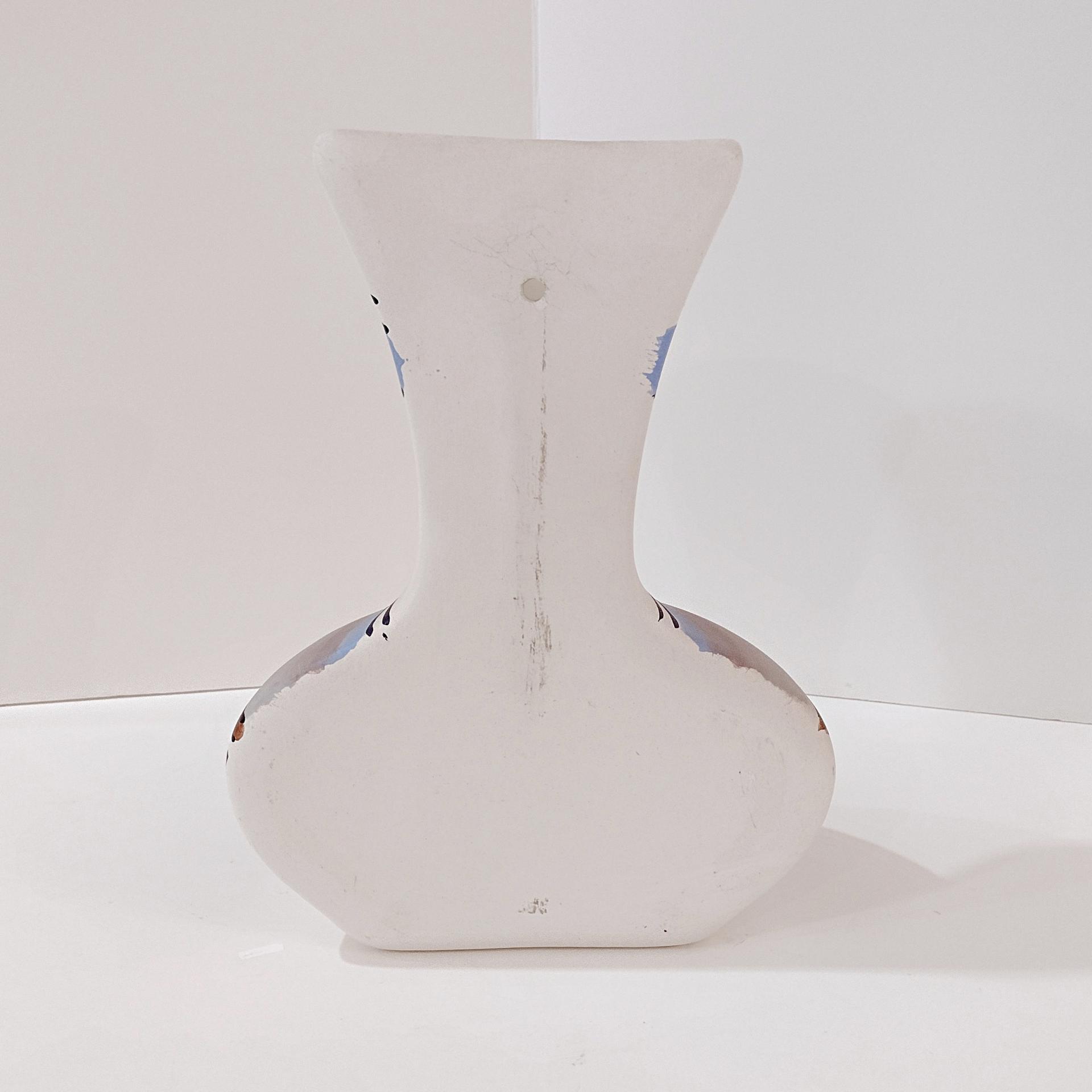 Vintage Native American Navajo Hand Painted Ceramic Wall Vase, Cheryl Maryboy Signed Pottery, Southwestern Style Half Hanging Pocket Vase