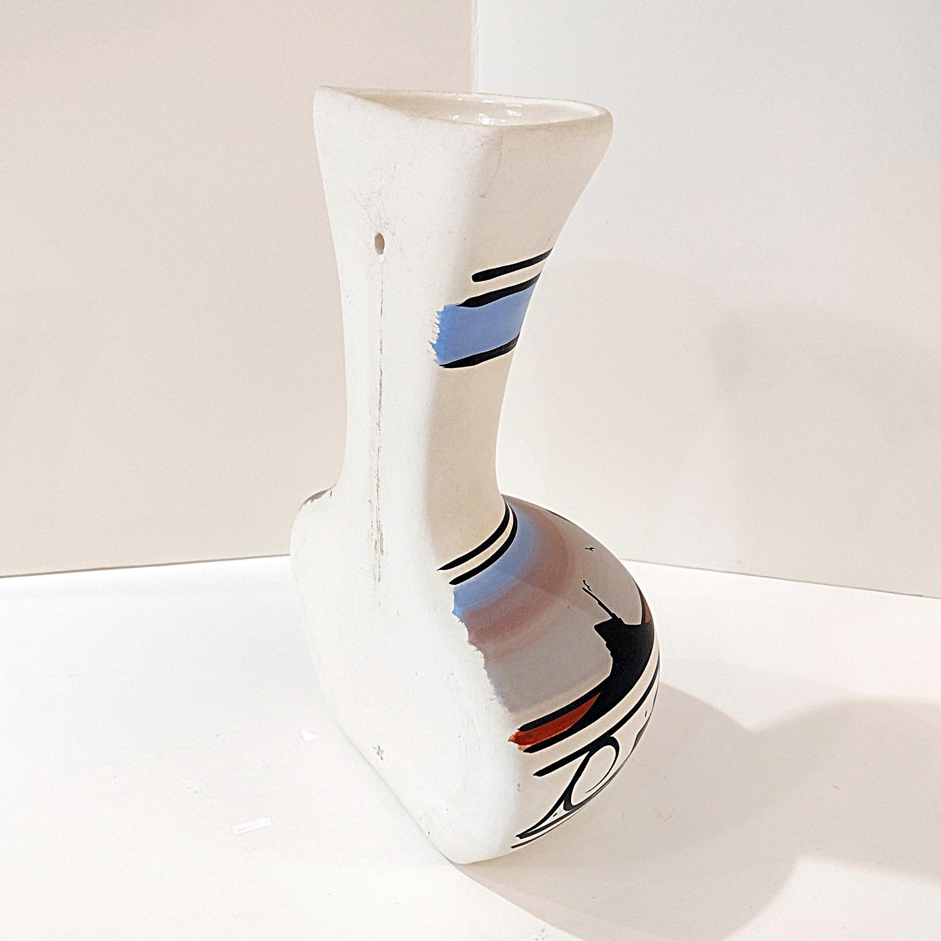 Vintage Native American Navajo Hand Painted Ceramic Wall Vase, Cheryl Maryboy Signed Pottery, Southwestern Style Half Hanging Pocket Vase