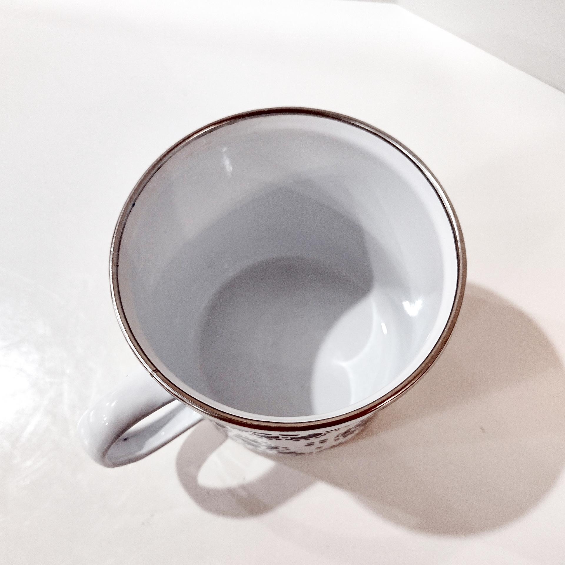 Vintage Blue and White Floral Enamel Mug, Old Navy Camping Mug