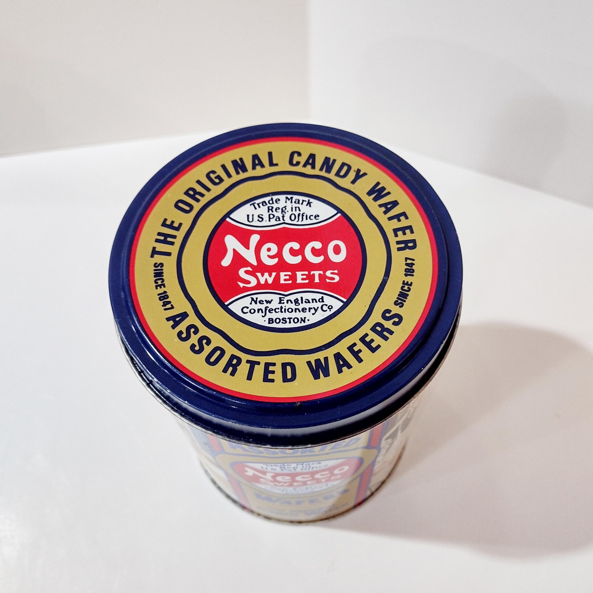 Vintage Necco Sweets Candy Wafer Tin, Cylinder Storage Container