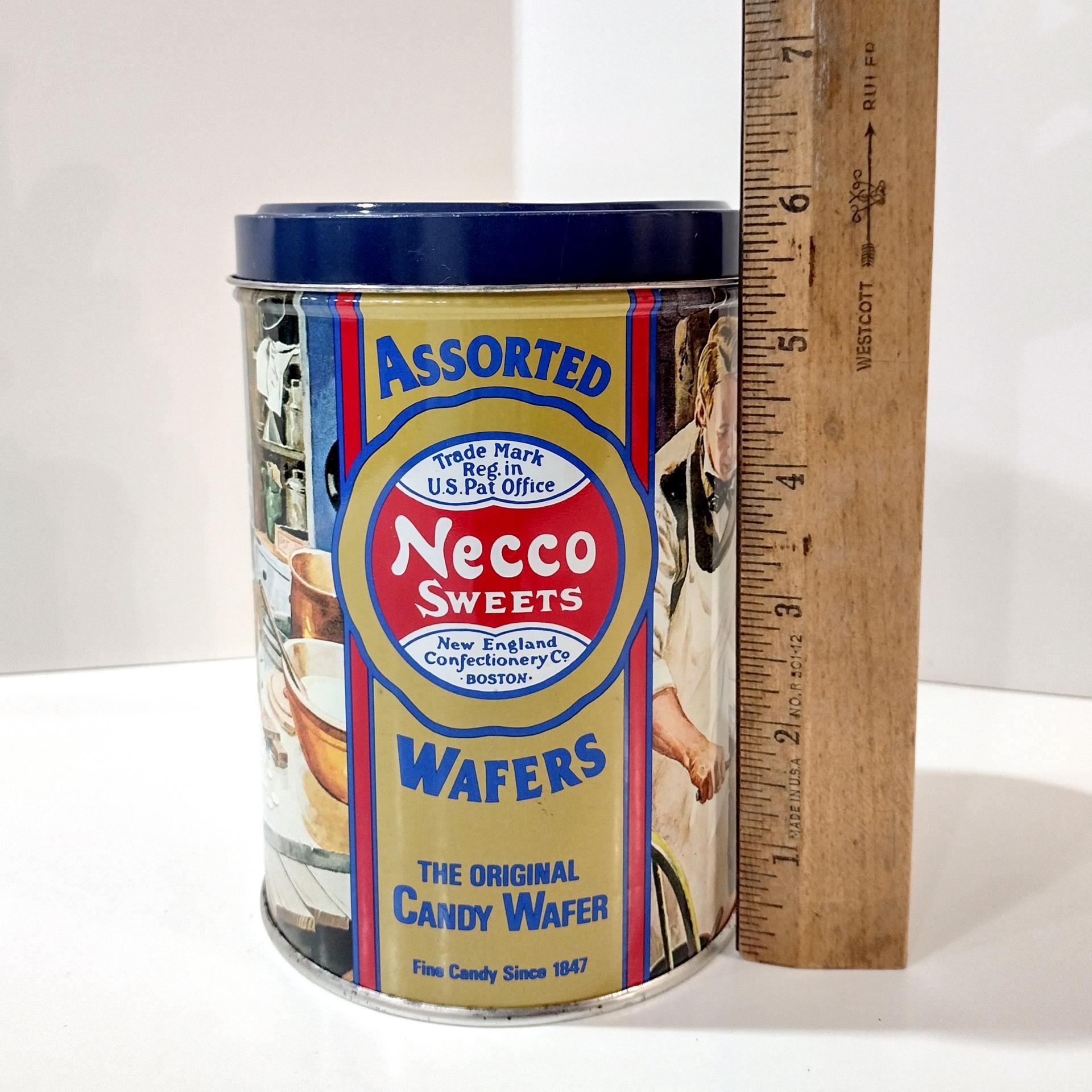 Vintage Necco Sweets Candy Wafer Tin, Cylinder Storage Container