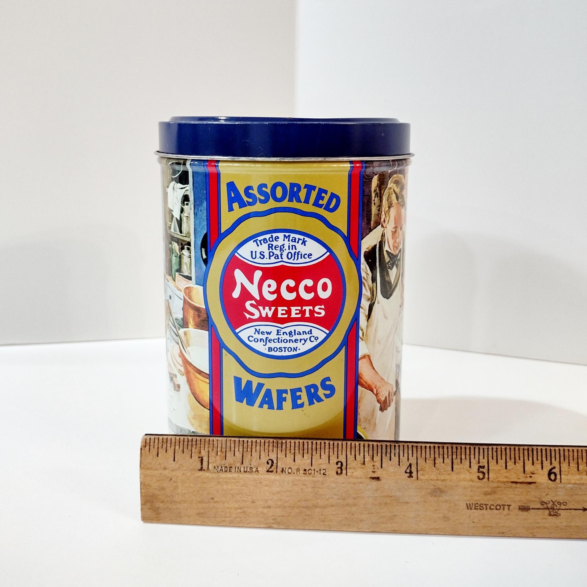Vintage Necco Sweets Candy Wafer Tin, Cylinder Storage Container