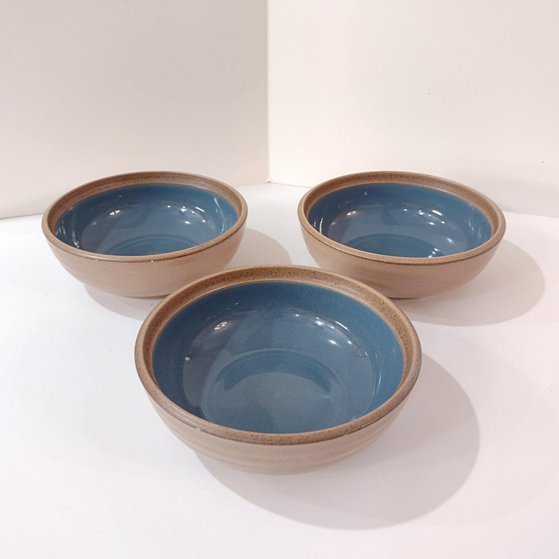 Vintage Noritake Madera Spruce Stoneware Coupe Cereal Soup Bowls, Set of Three