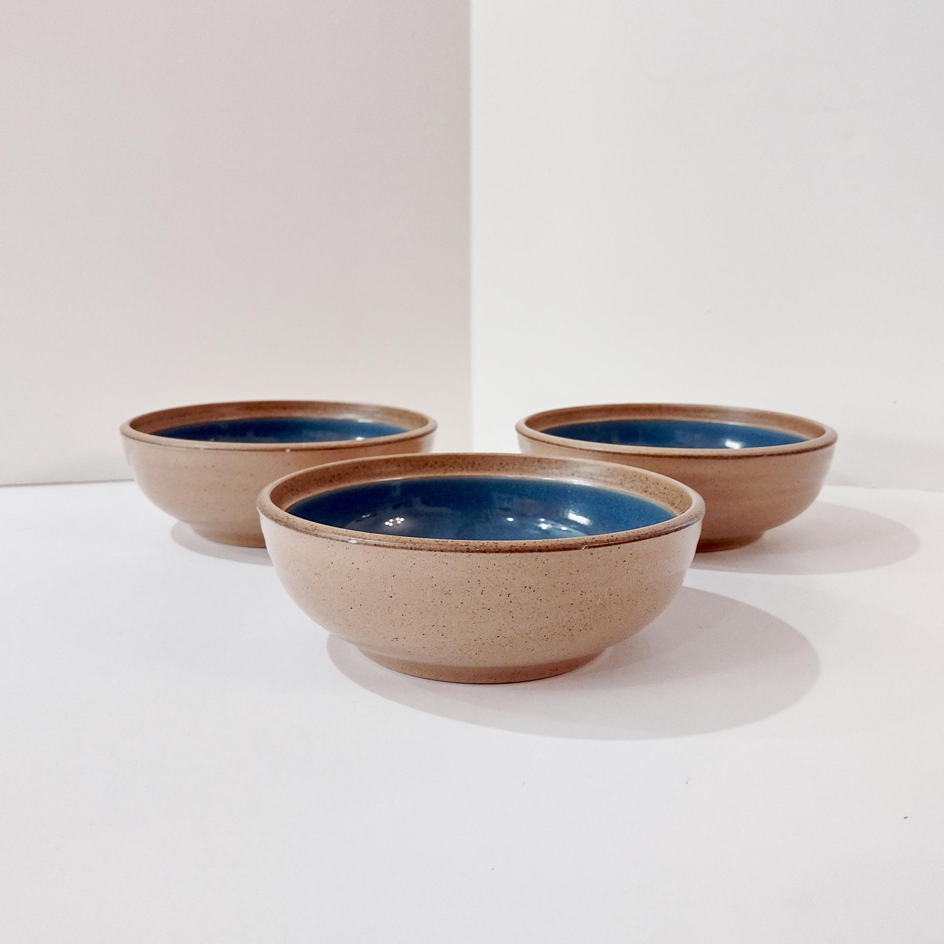 Vintage Noritake Madera Spruce Stoneware Coupe Cereal Soup Bowls, Set of Three