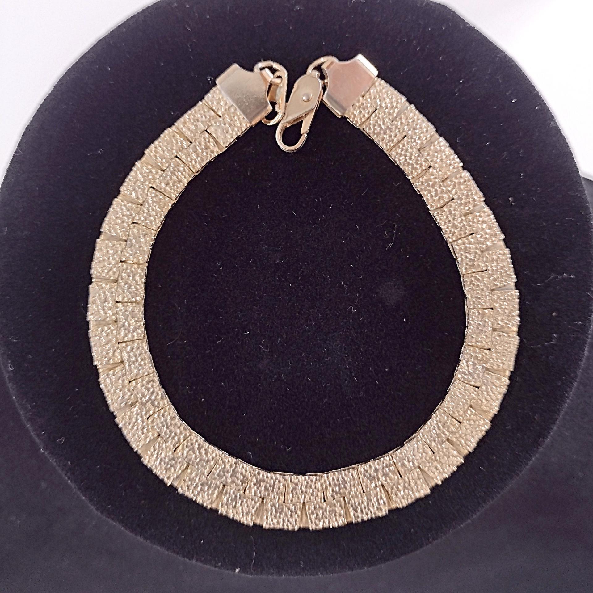Vintage Gold Toned Reversable 7 1/2 Inch Flat Nugget Chain Bracelet