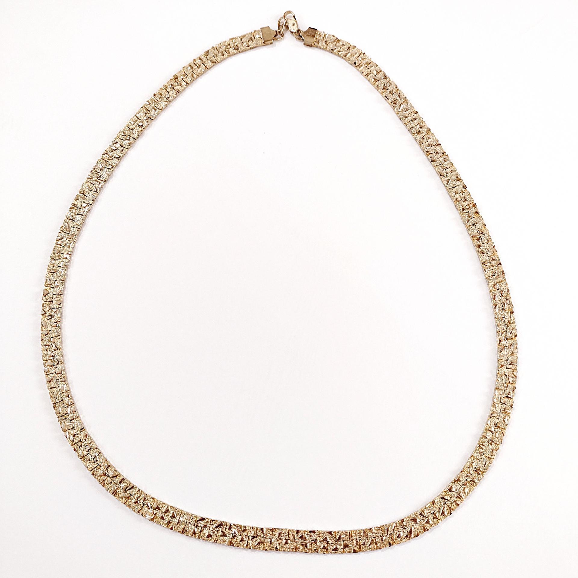 Vintage Gold Toned Reversable 24 Inch Flat Nugget Chain Necklace