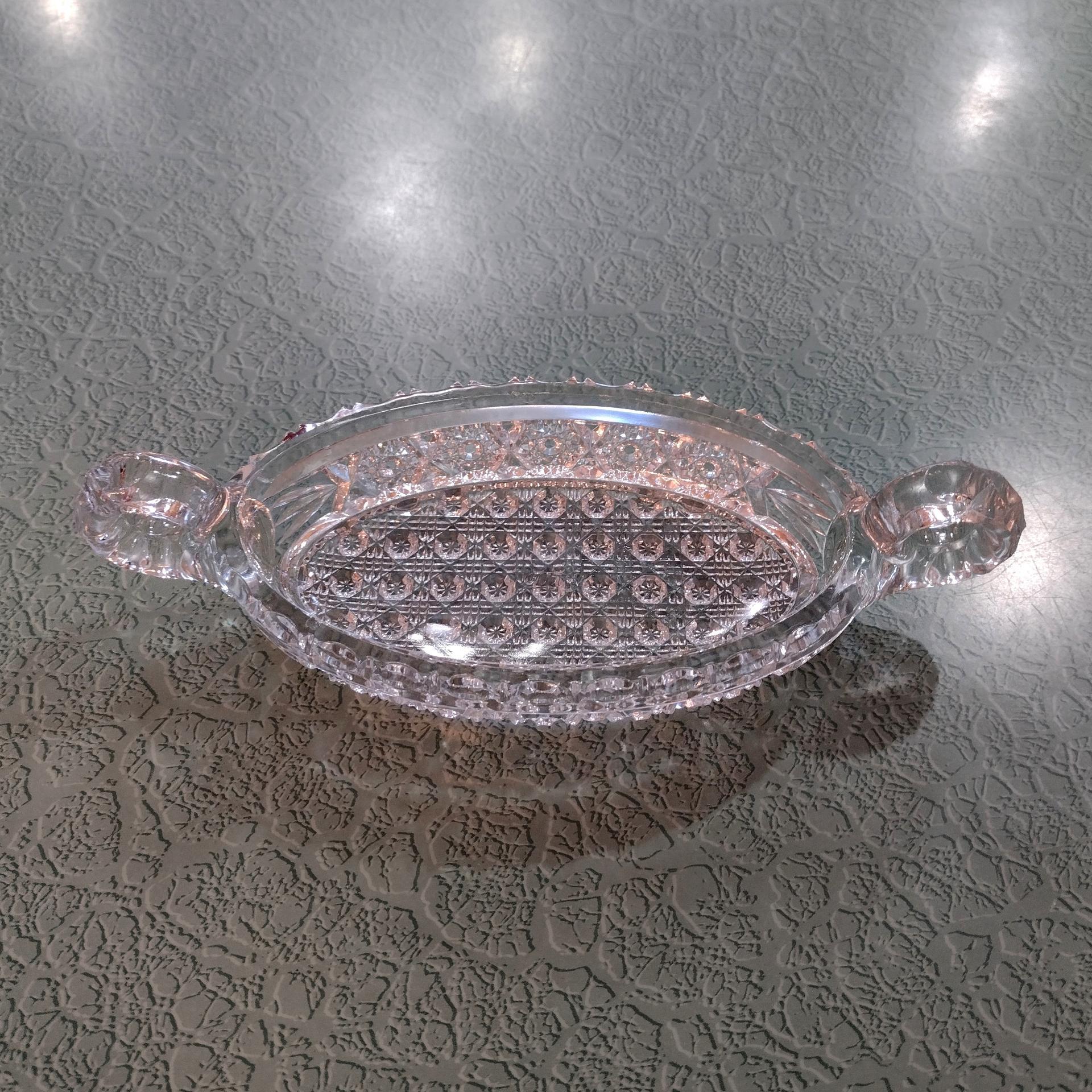 Antique Imperial Glass Nucut Relish Dish, Vintage EAPG Glass Tray