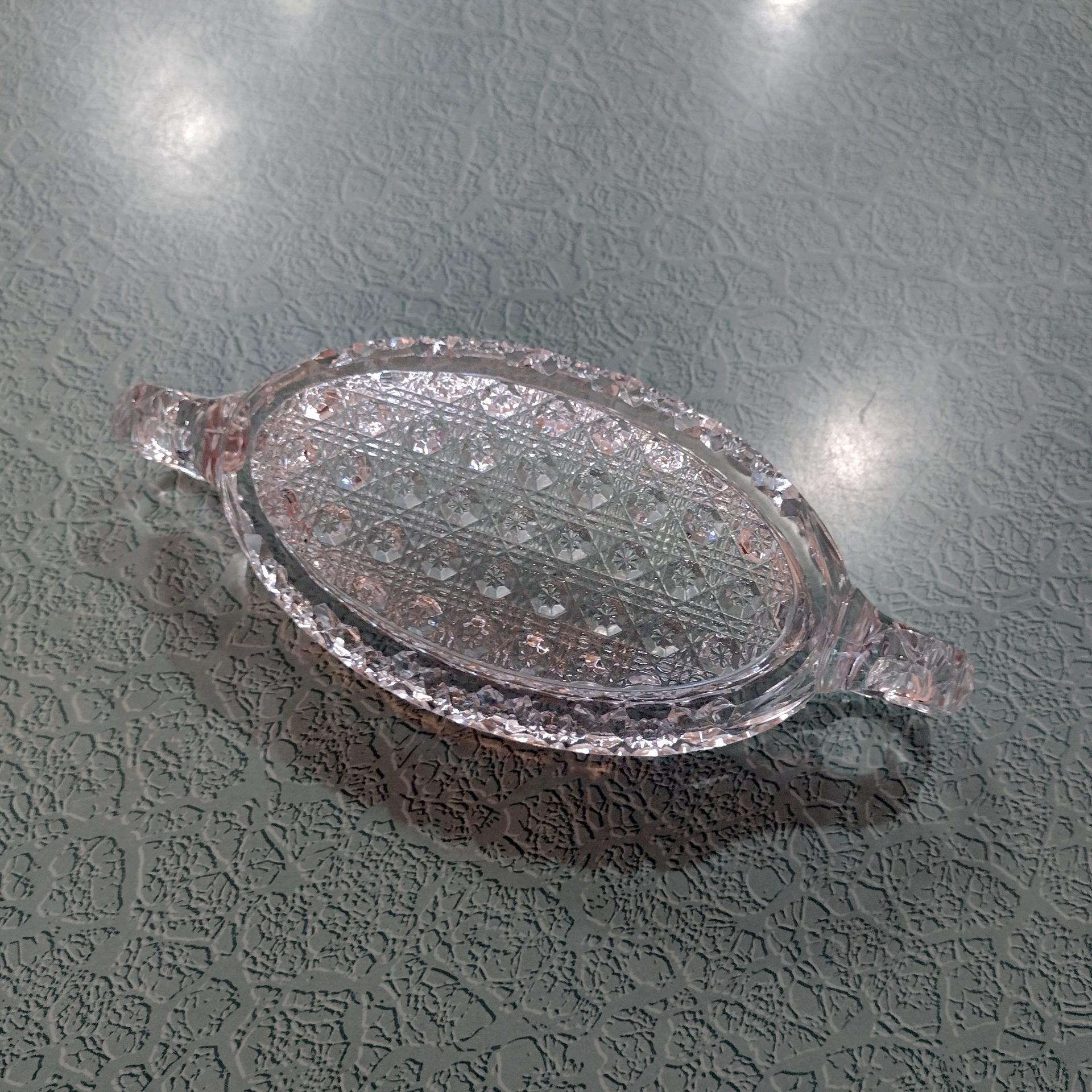 Antique Imperial Glass Nucut Relish Dish, Vintage EAPG Glass Tray