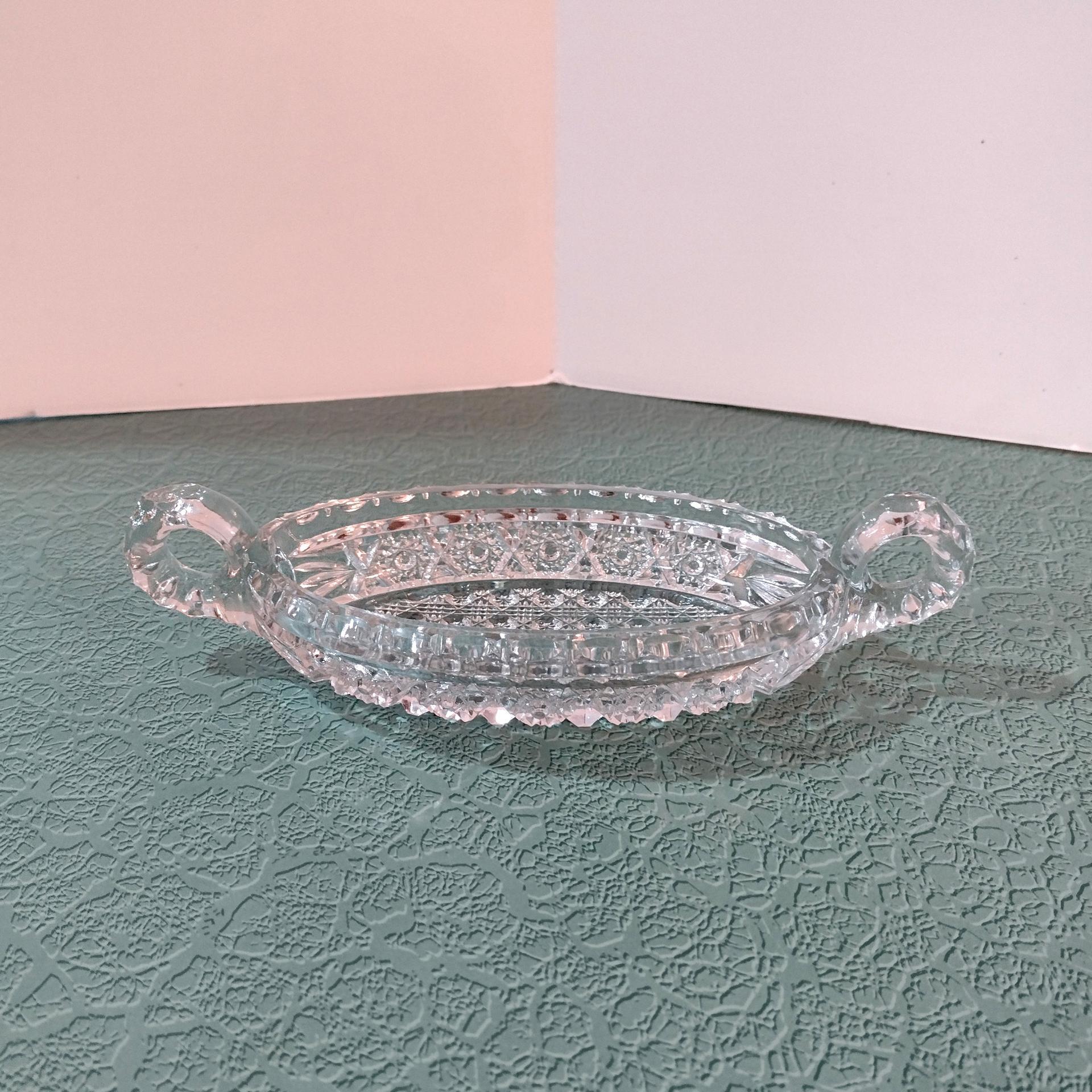 Antique Imperial Glass Nucut Relish Dish, Vintage EAPG Glass Tray