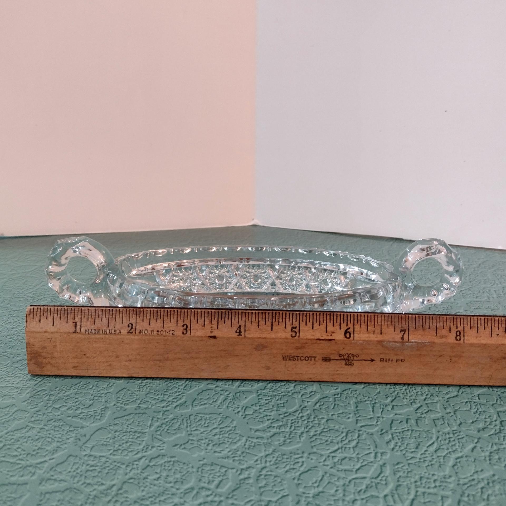 Antique Imperial Glass Nucut Relish Dish, Vintage EAPG Glass Tray