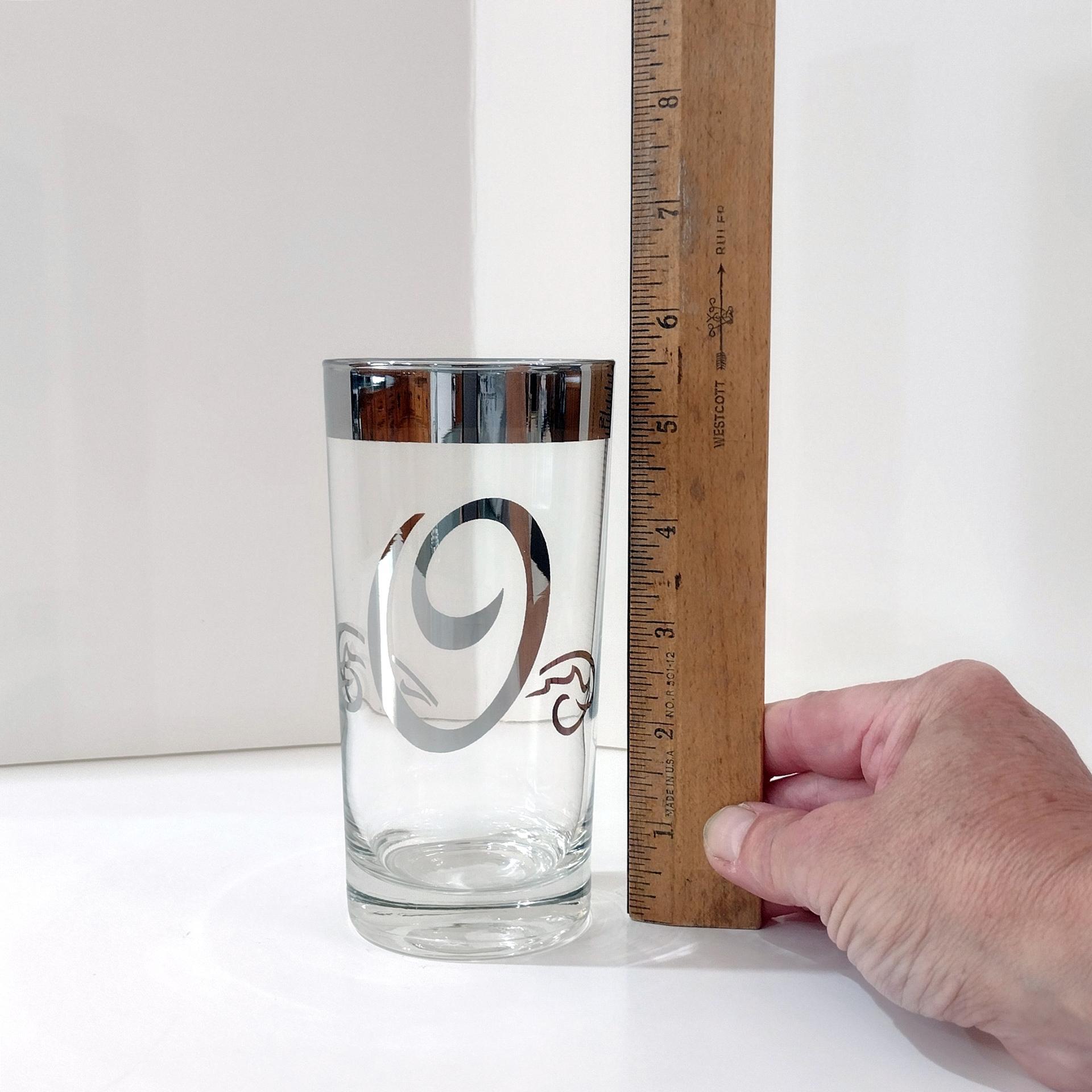 Vintage Glastonbury Lotus Monogram Platinum Letter O Highball Glasses, Set of Two