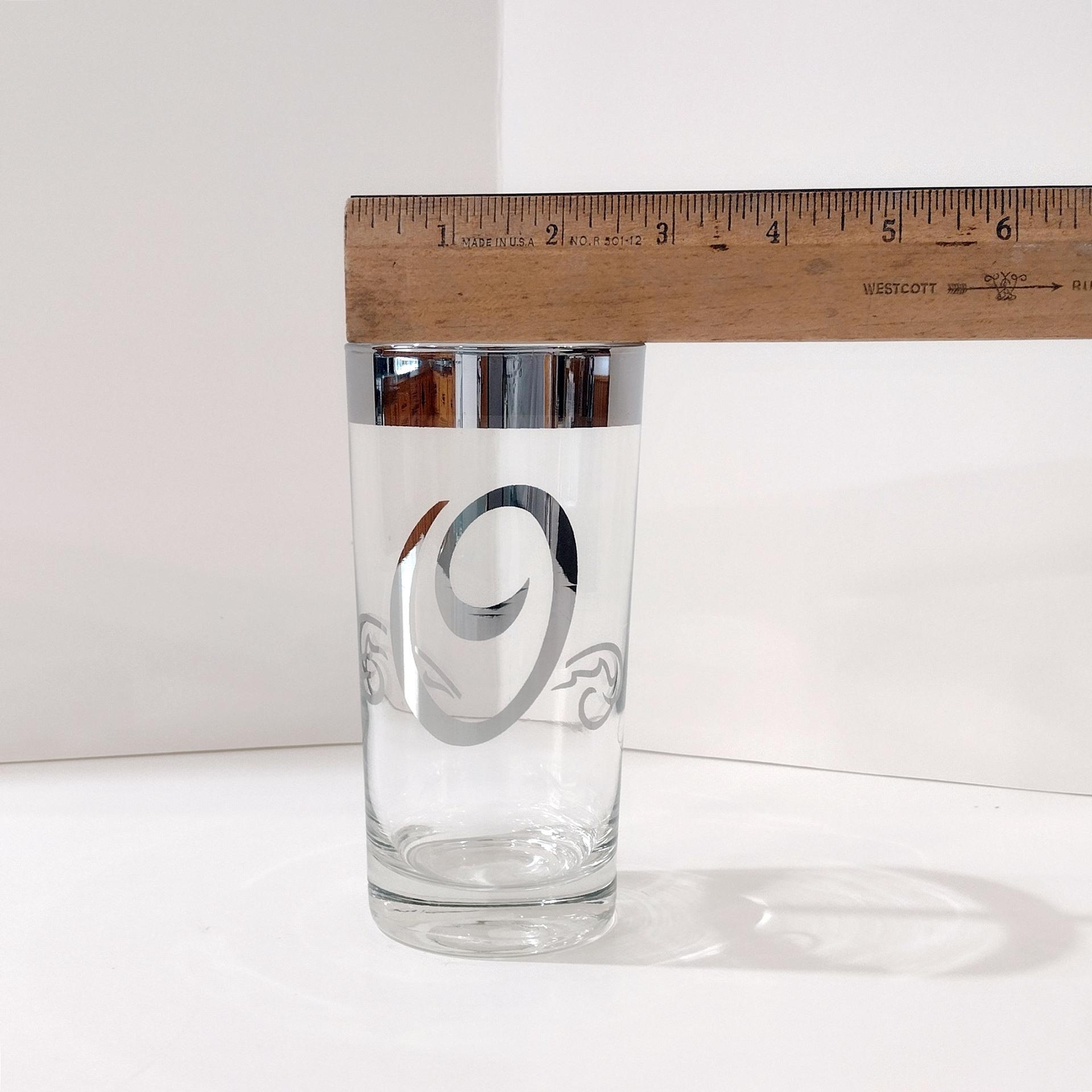 Vintage Glastonbury Lotus Monogram Platinum Letter O Highball Glasses, Set of Two