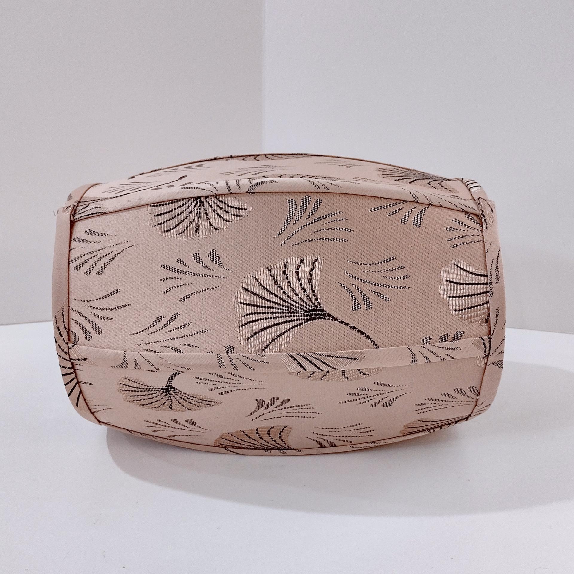 Vintage Oblong Balloon Shaped Fabric Lamp Shade with Fan Print Design, Neutral Beige and Black Patterned Lampshade