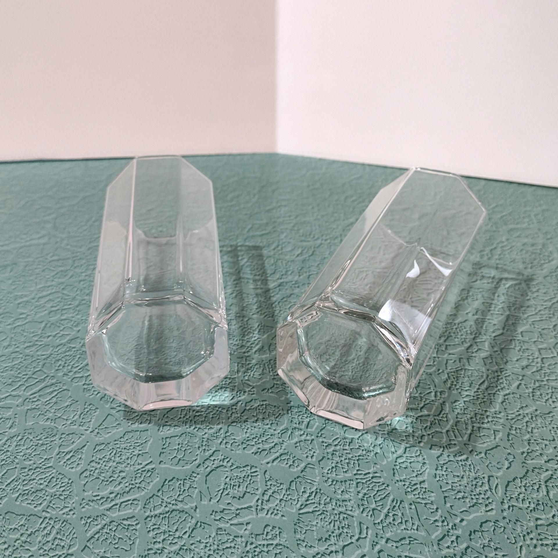 Cristal D'Arques Durand Octime Clear Highball Glasses, Set of Two, 10 Ounce Octagonal Glasses