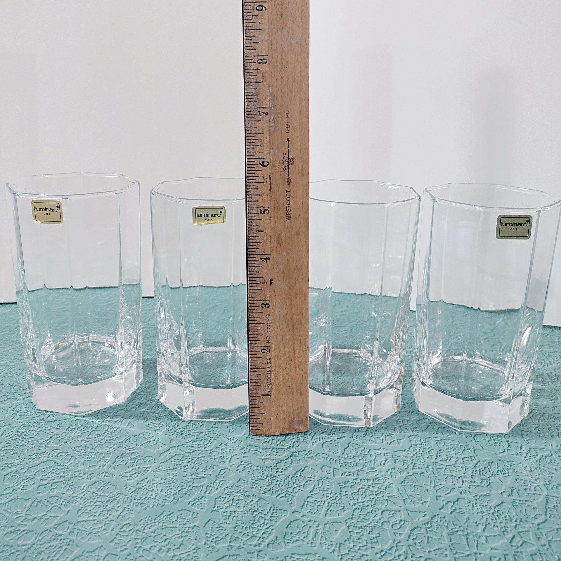 Vintage NEW Cristal D'Arques Durand Octime Clear 12 Ounce Flat Tumbler Glasses, Set of 4