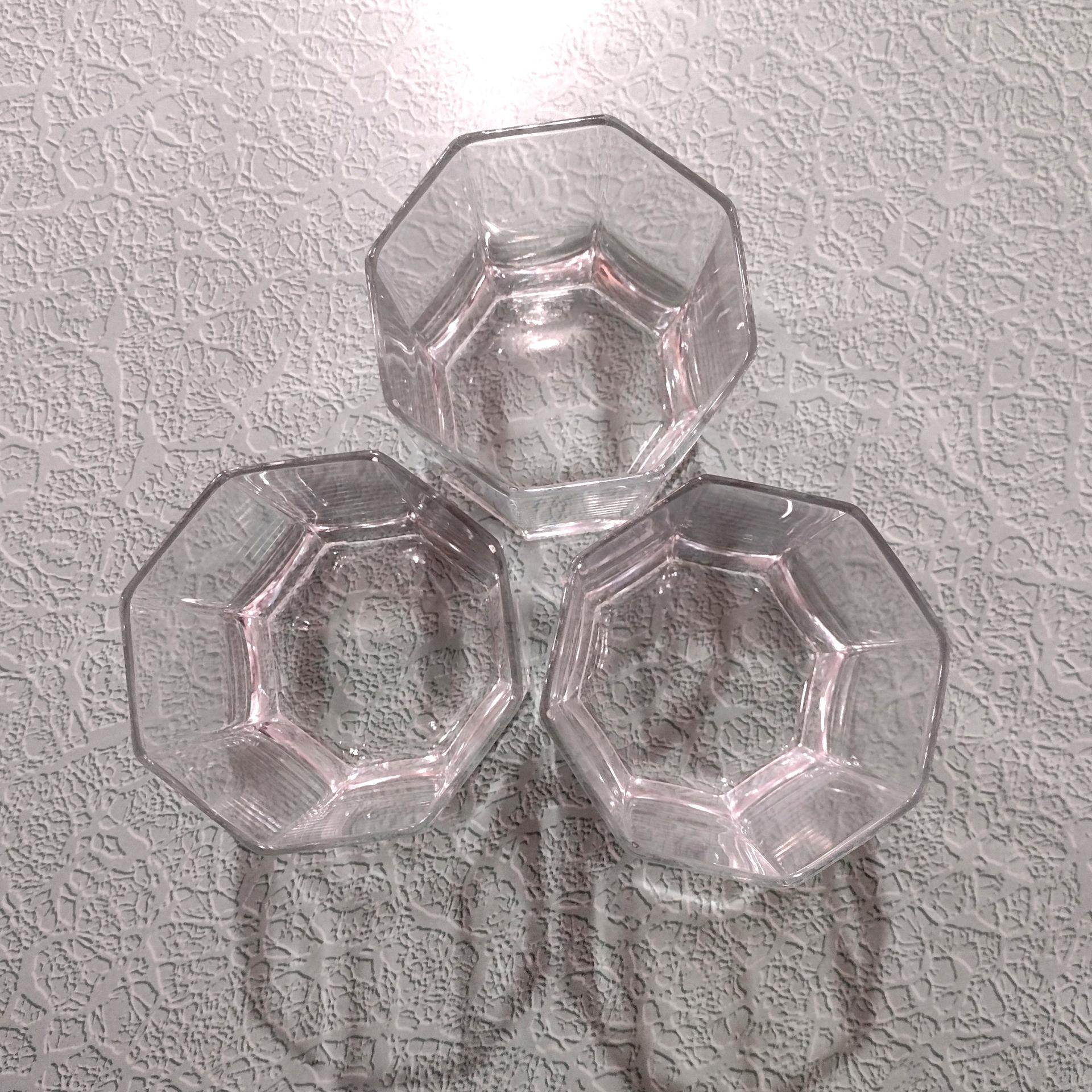 Vintage Cristal D'Arques Durand Octime Clear 12 ounce Double Old Fashioned Glasses, Set of Three Octagonal Clear Lowball Whiskey Glass