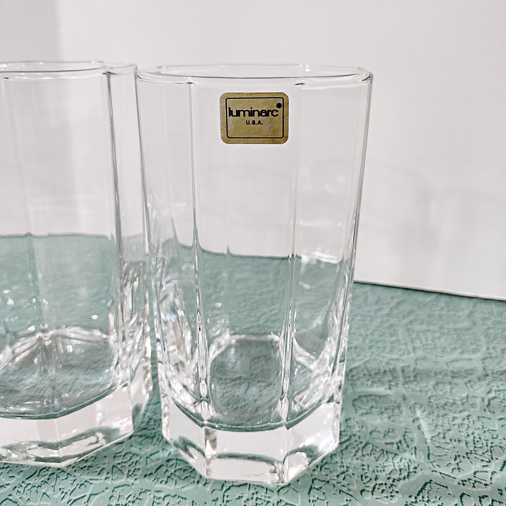 Vintage NEW Cristal D'Arques Durand Octime Clear 12 Ounce Flat Tumbler Glasses, Set of 4