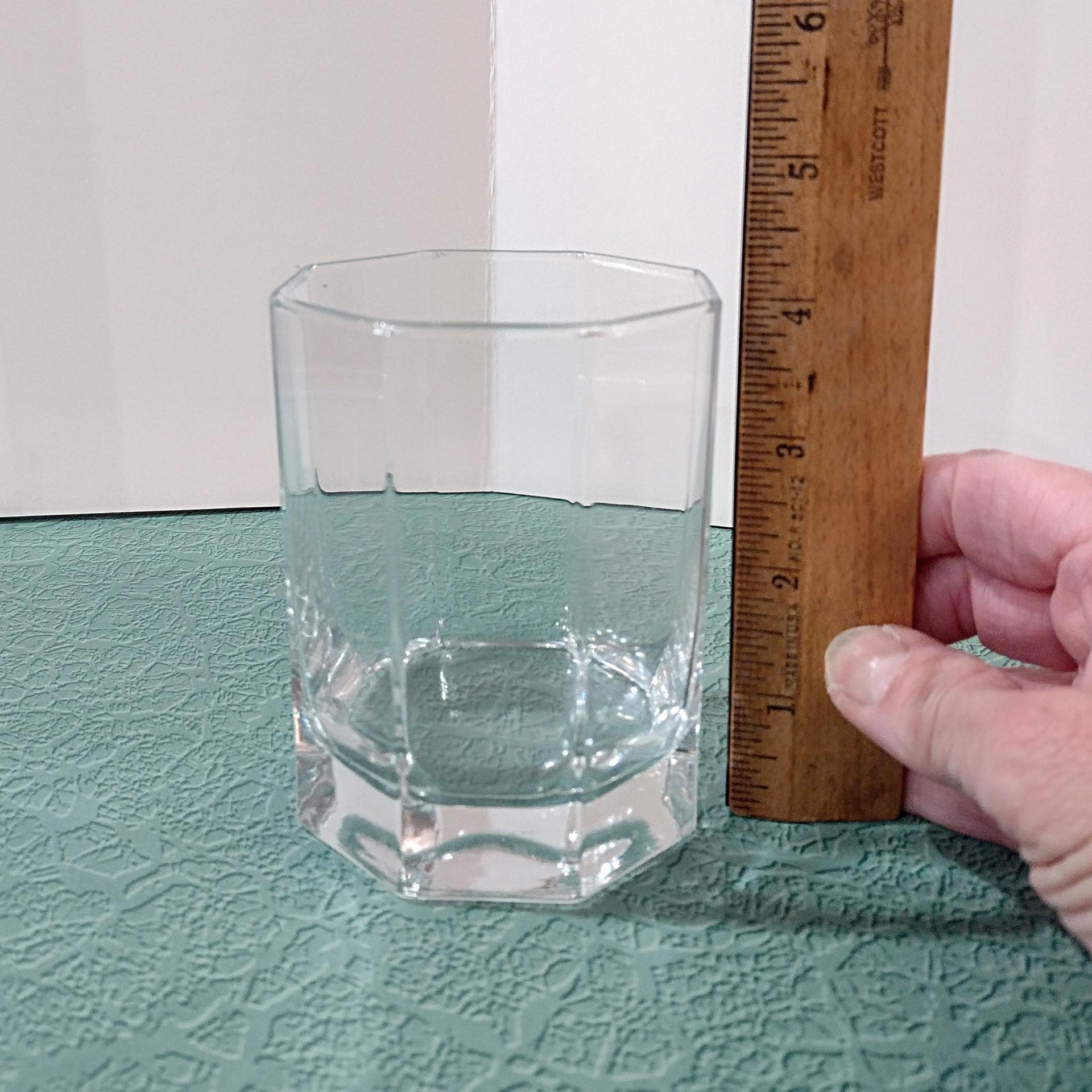 Vintage Cristal D'Arques Durand Octime Clear 12 ounce Double Old Fashioned Glasses, Set of Three Octagonal Clear Lowball Whiskey Glass