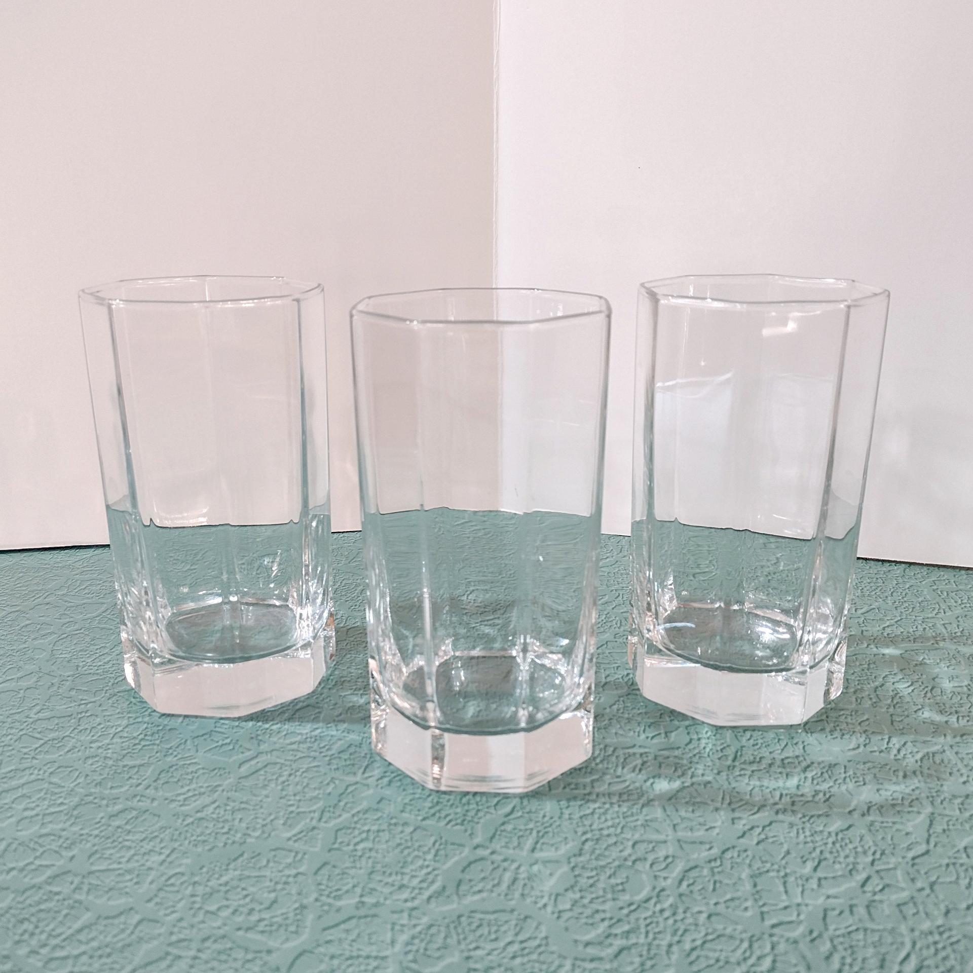 Cristal D'Arques Durand Octime Clear 12 Ounce Flat Tumbler Glasses, Set of Three