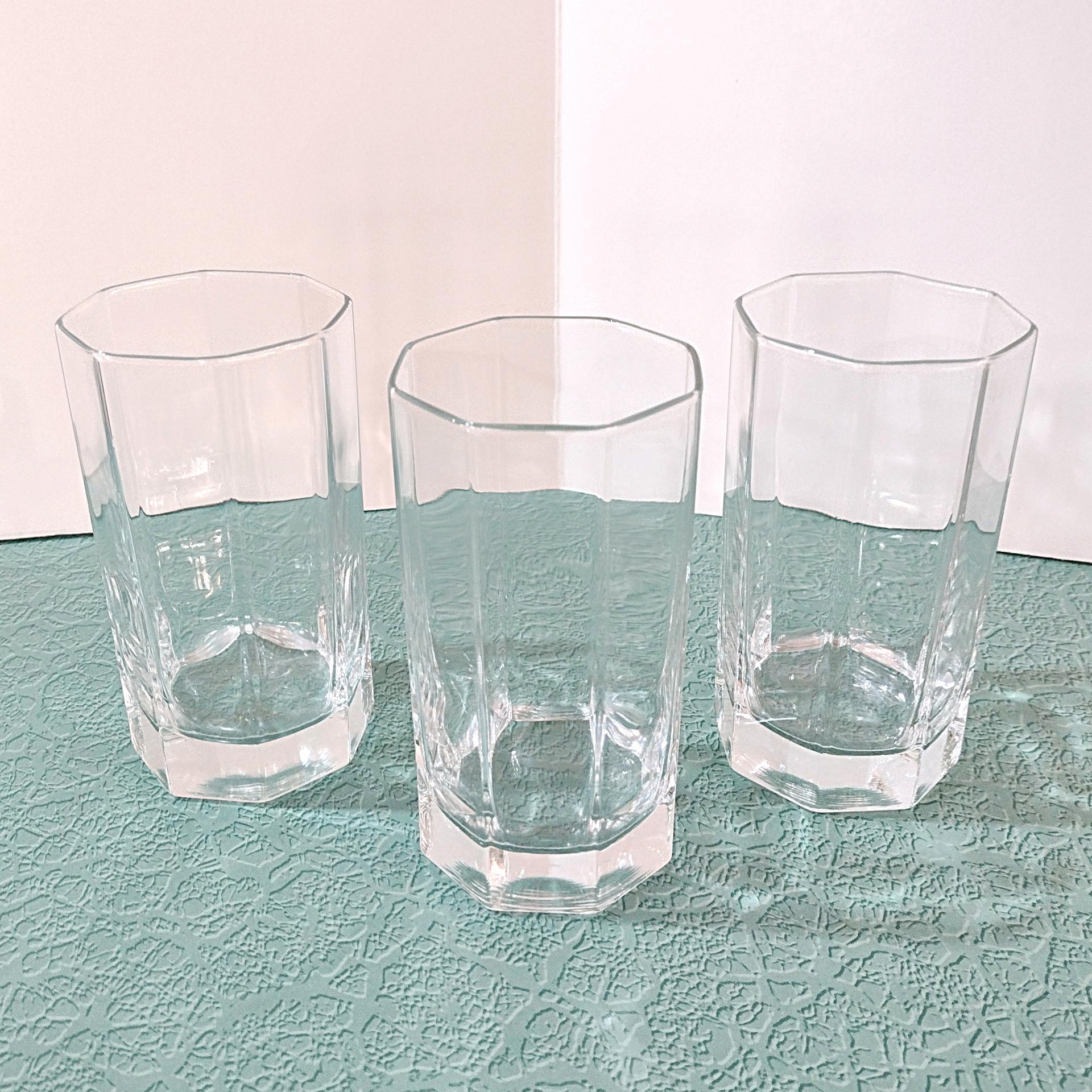 Cristal D'Arques Durand Octime Clear 12 Ounce Flat Tumbler Glasses, Set of Three