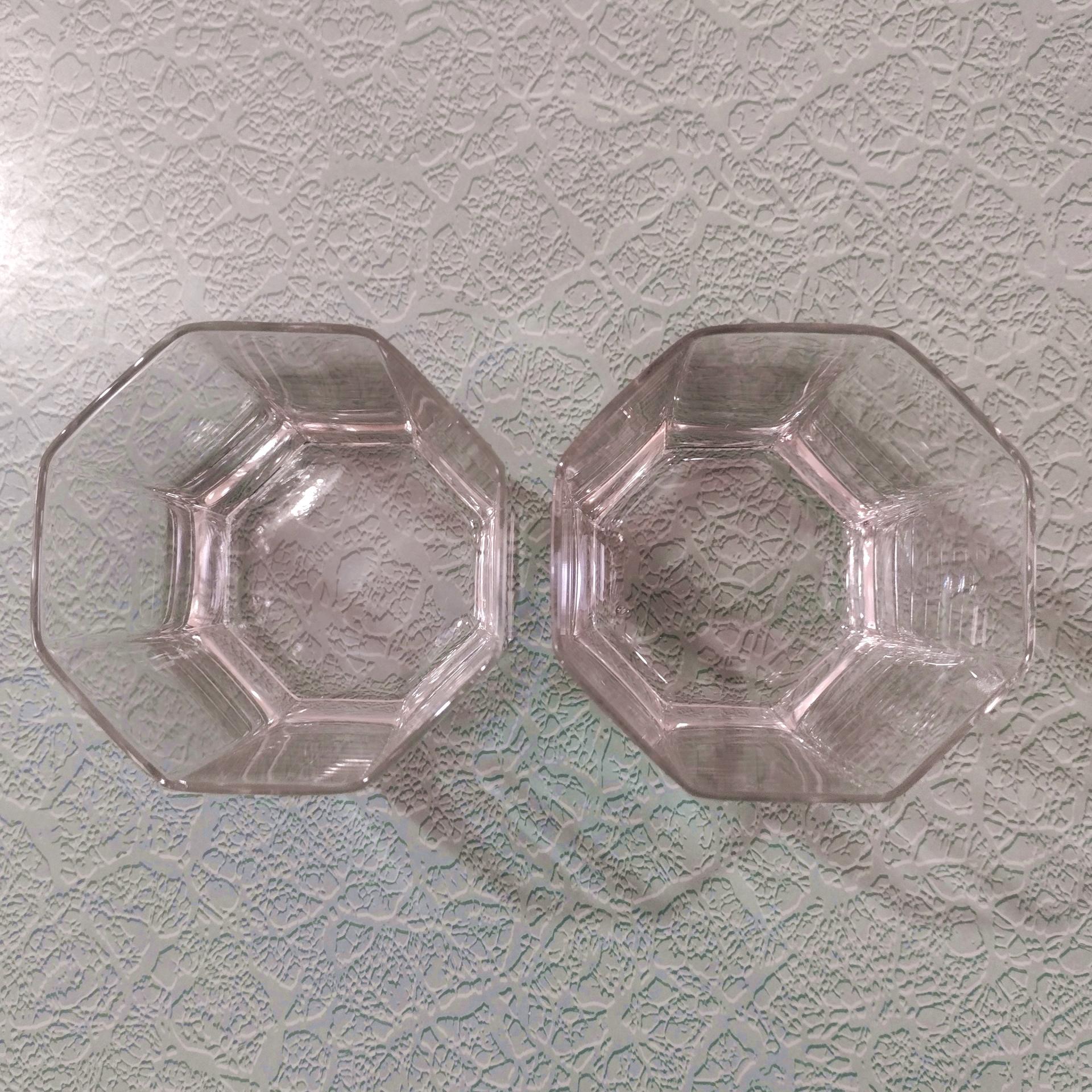 Vintage Cristal D'Arques Durand Octime Clear 12 ounce Double Old Fashioned Glasses, Set of Two, Octagonal Clear Lowball Whiskey Glass