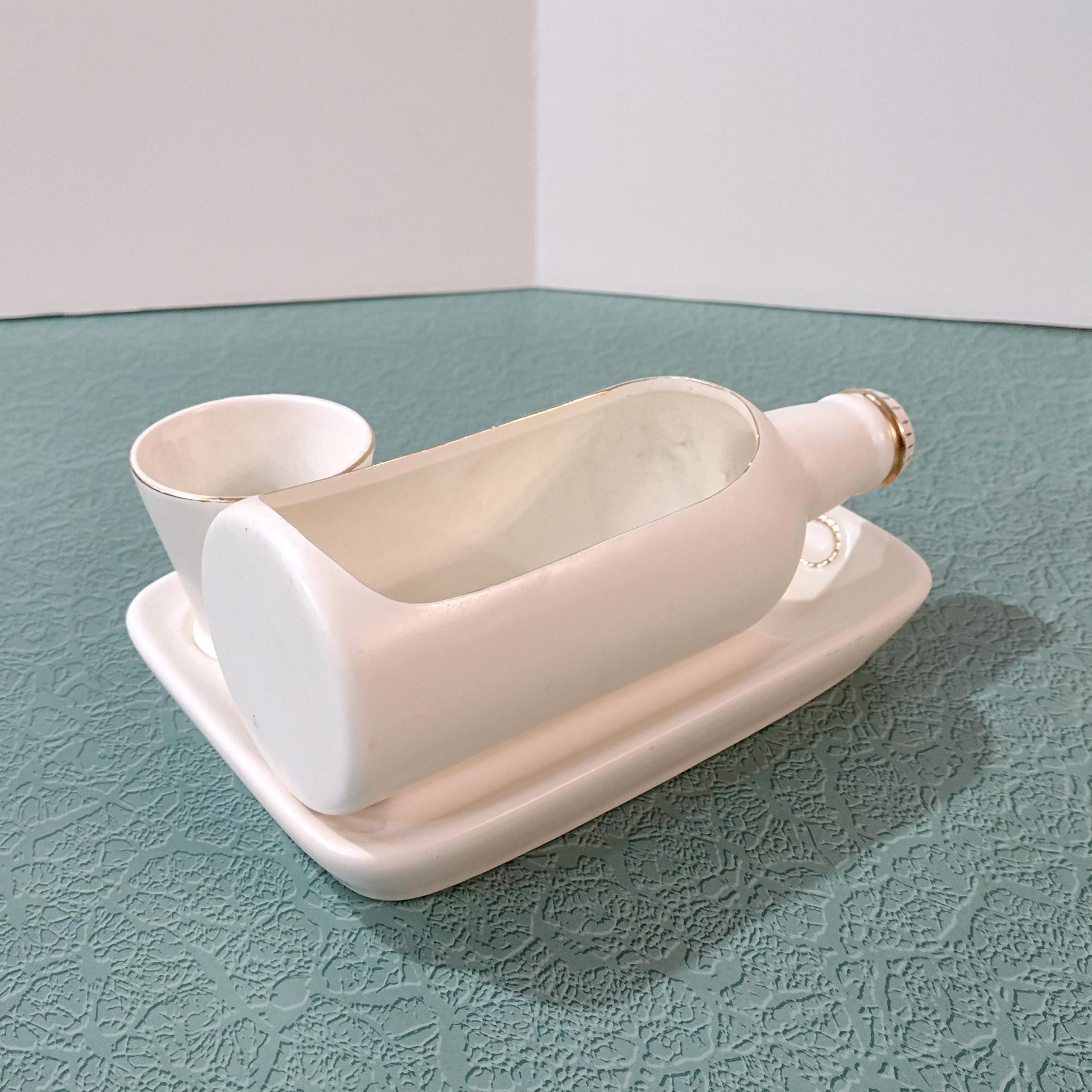Vintage Enesco Man Overboard Ceramic Shaving Tray, Nautical Dresser Caddy, Valet Trinket Dish, Planter Pot