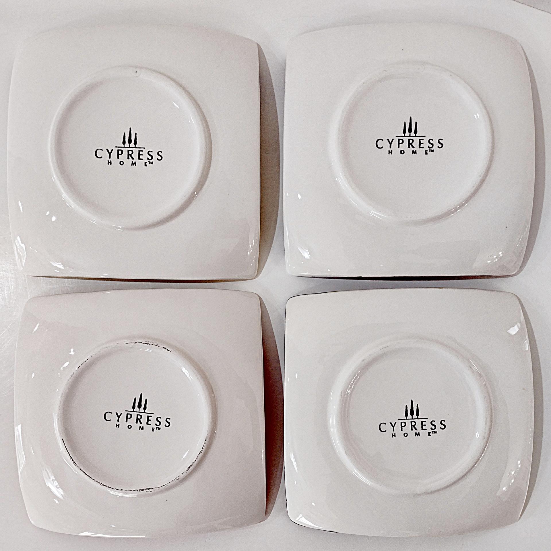 Vintage Cocktail Garnish Themed Square Ceramic Appetizer Plates, Set of 4