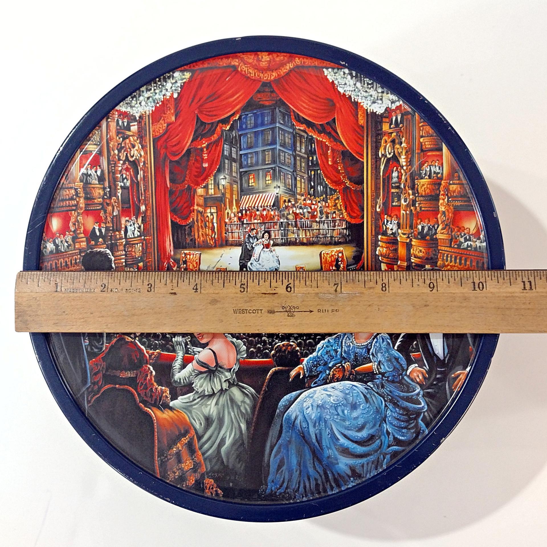 Vintage Jacobsens Bakery Denmark Night at the Opera Large Round Cookie Tin