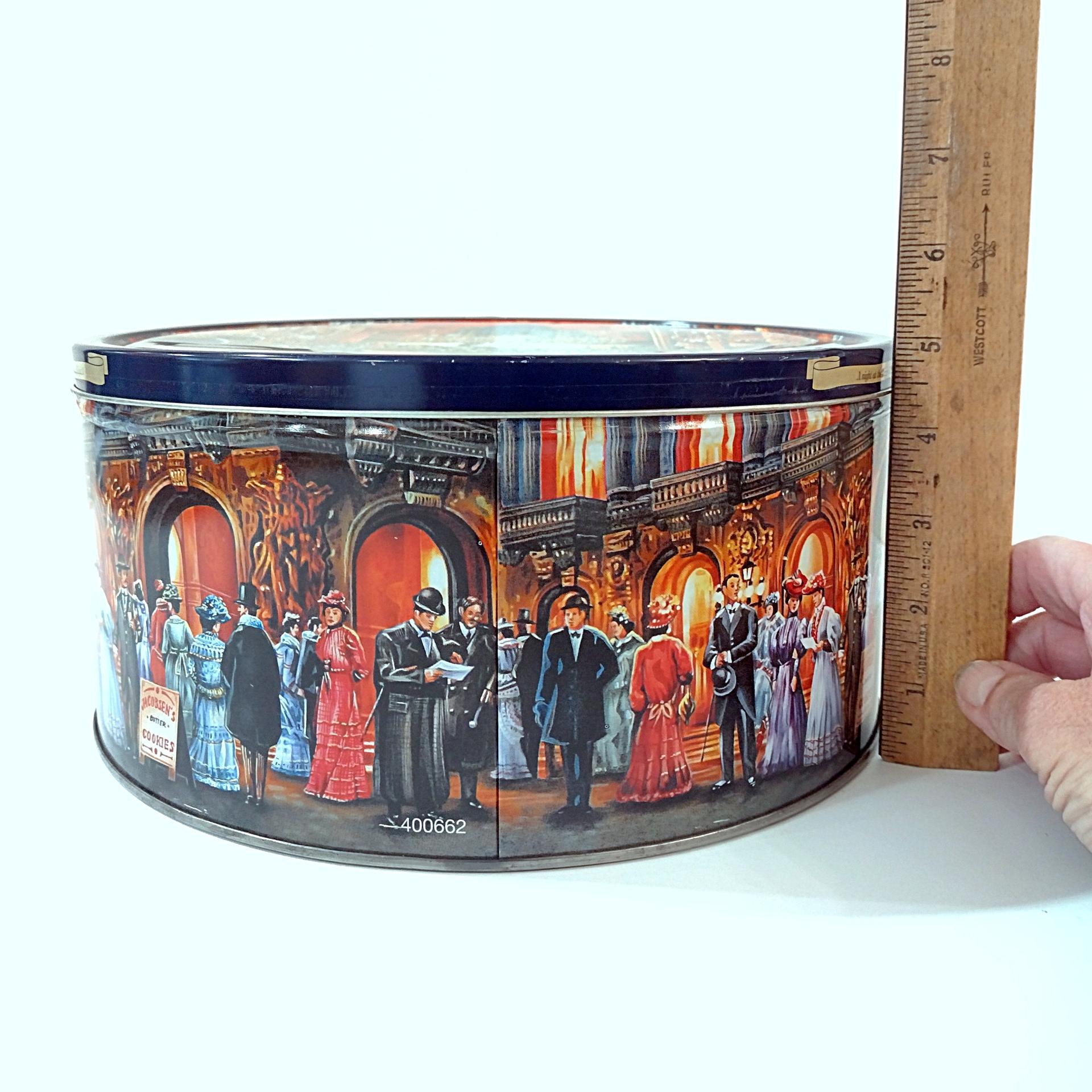 Vintage Jacobsens Bakery Denmark Night at the Opera Large Round Cookie Tin