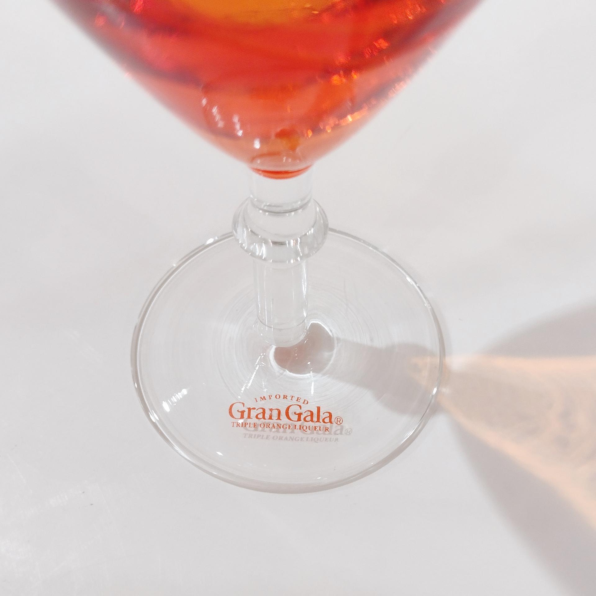 Vintage Orange Martini Cocktail Glasses, Set of Two, Gran Gala Triple Orange Liqueur Advertising Glasses