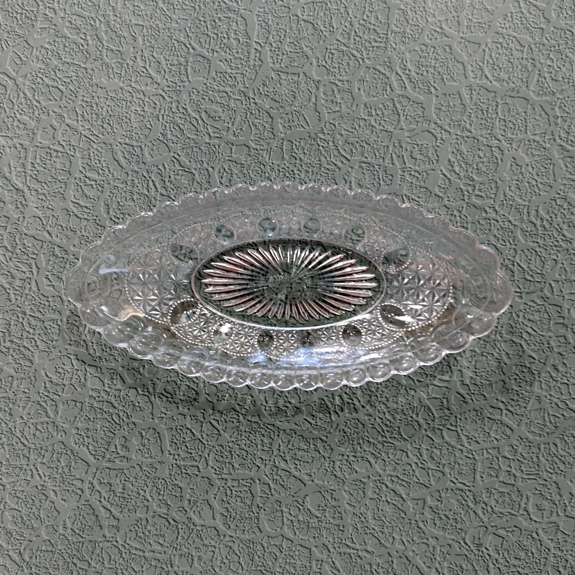 Antique Oval Pickle Dish, US Glass State of Oregon Beaded Loop Pattern