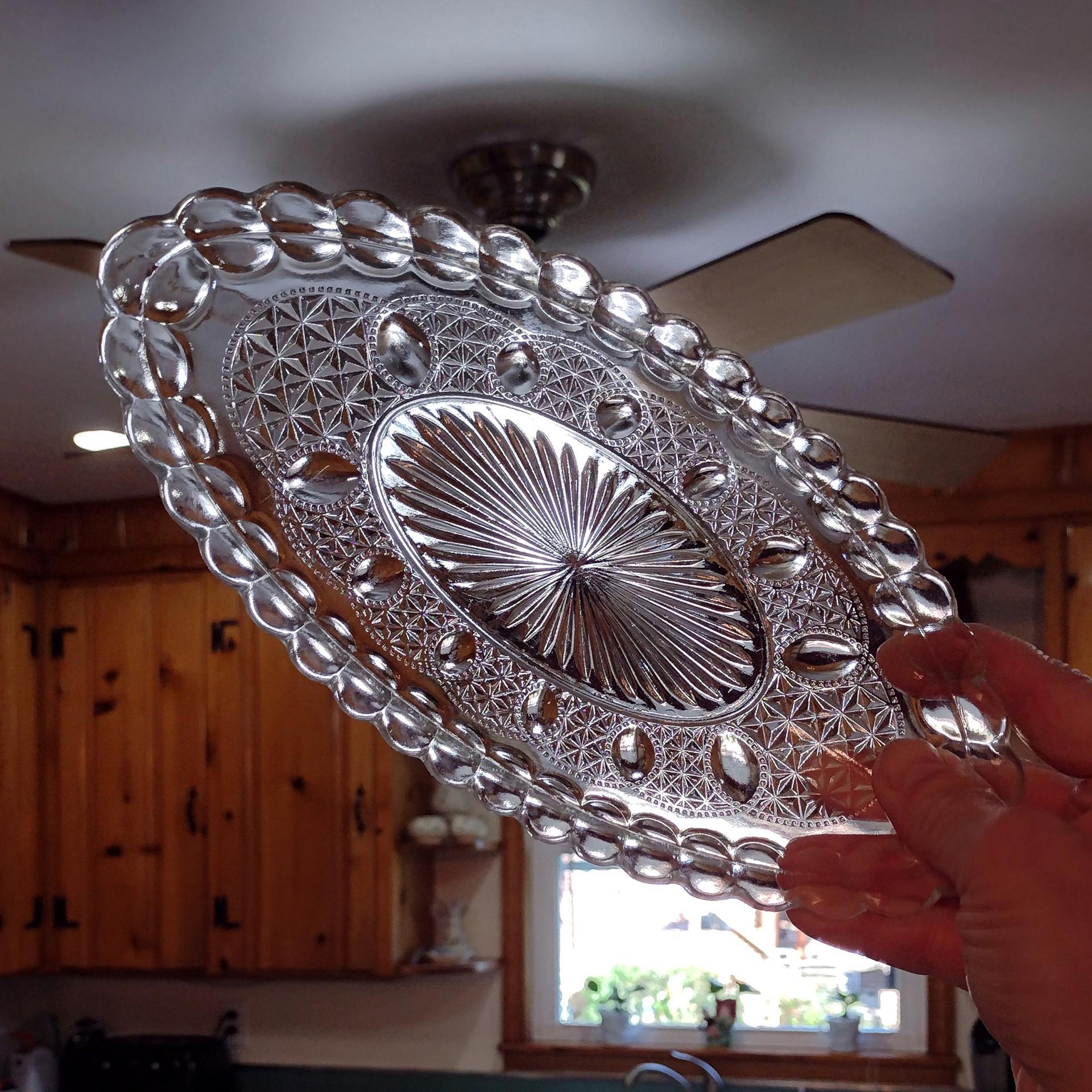 Antique Oval Pickle Dish, US Glass State of Oregon Beaded Loop Pattern