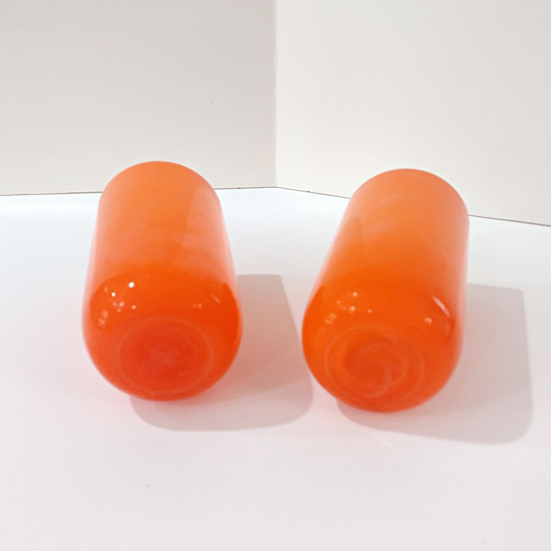 Vintage Orange Hand Blown Cased Glass Tumblers, Set of 2, Orange Highball Cocktail Glasses