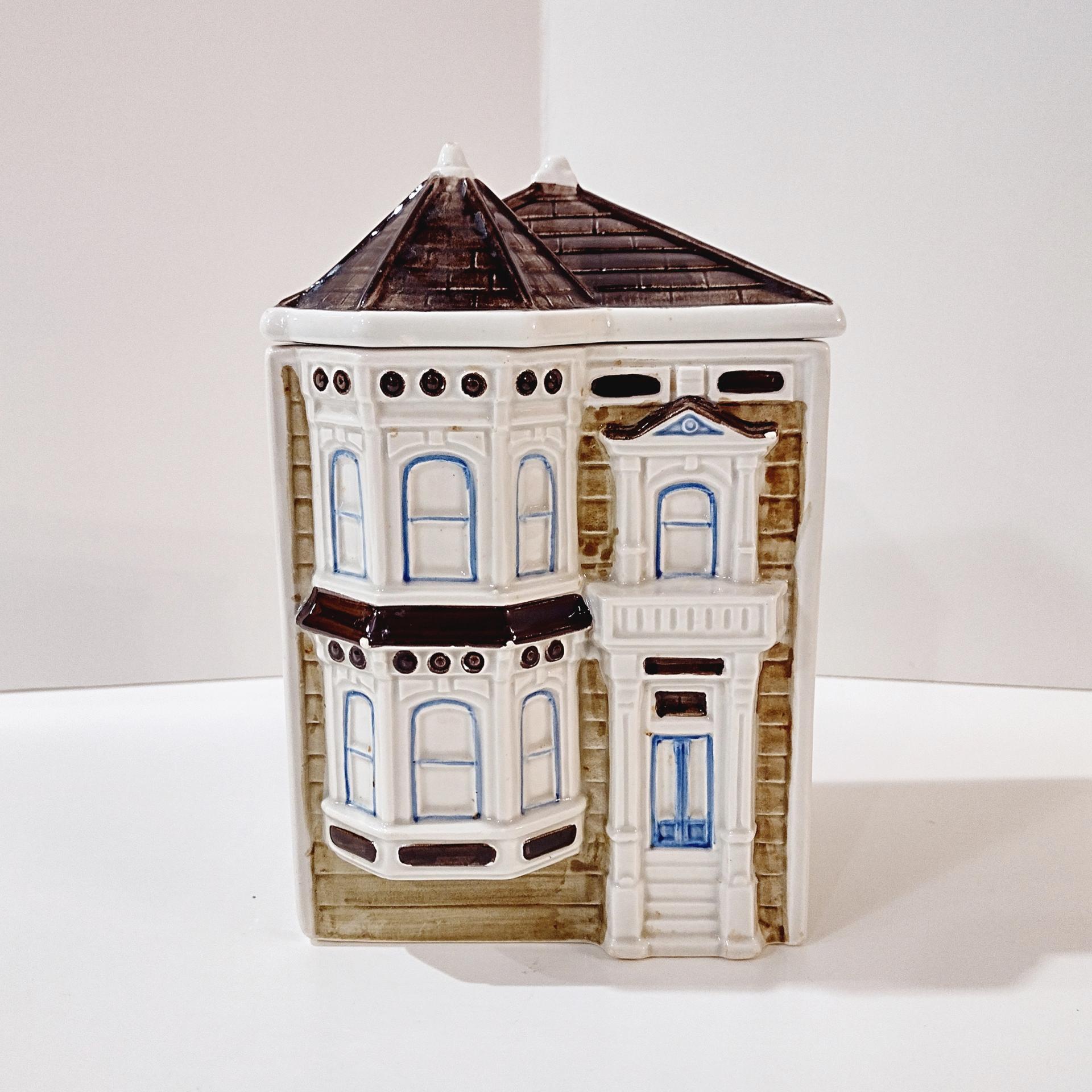 Vintage Otagari 1980 Town Row House Ceramic Cannister, House Cookie Jar
