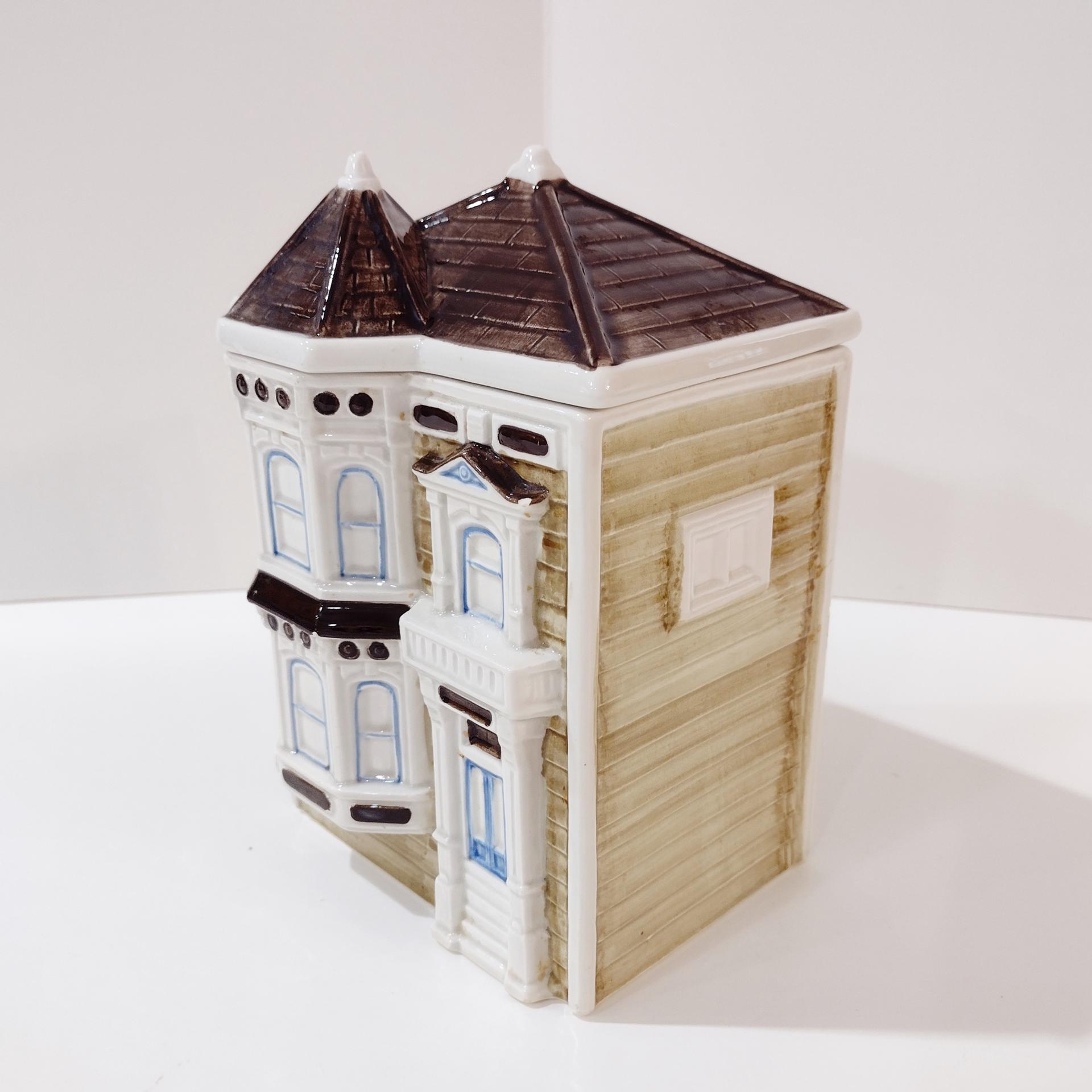 Vintage Otagari 1980 Town Row House Ceramic Cannister, House Cookie Jar