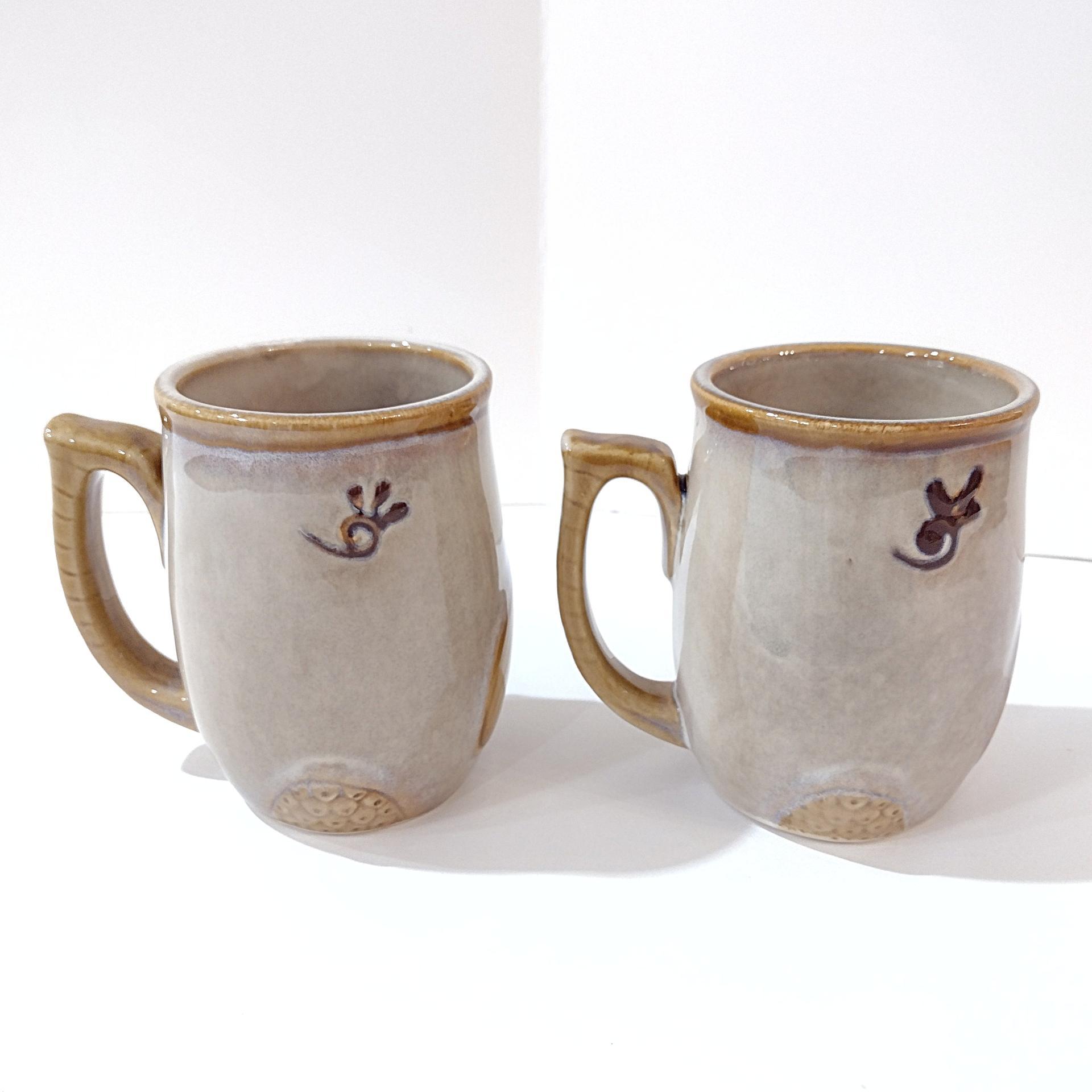 Vintage Figurative Ceramic Owl Mugs, Set of 2, Gibson 12 Ounce Coffee Mugs