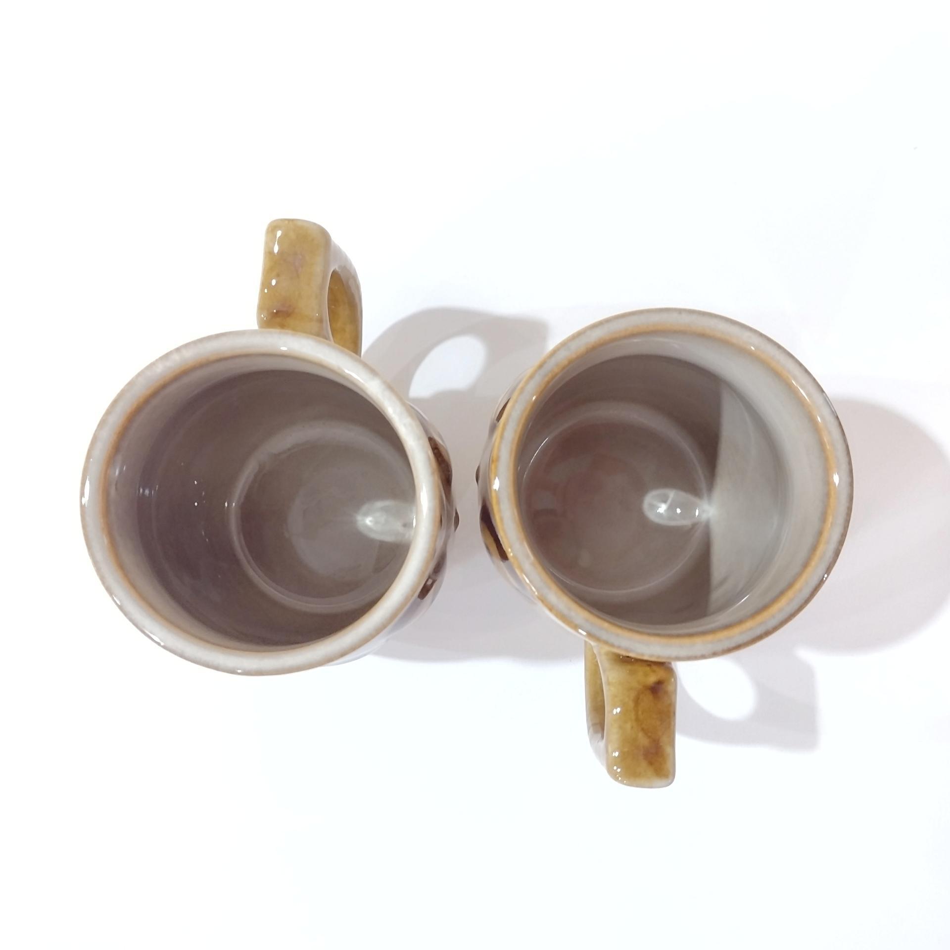 Vintage Figurative Ceramic Owl Mugs, Set of 2, Gibson 12 Ounce Coffee Mugs