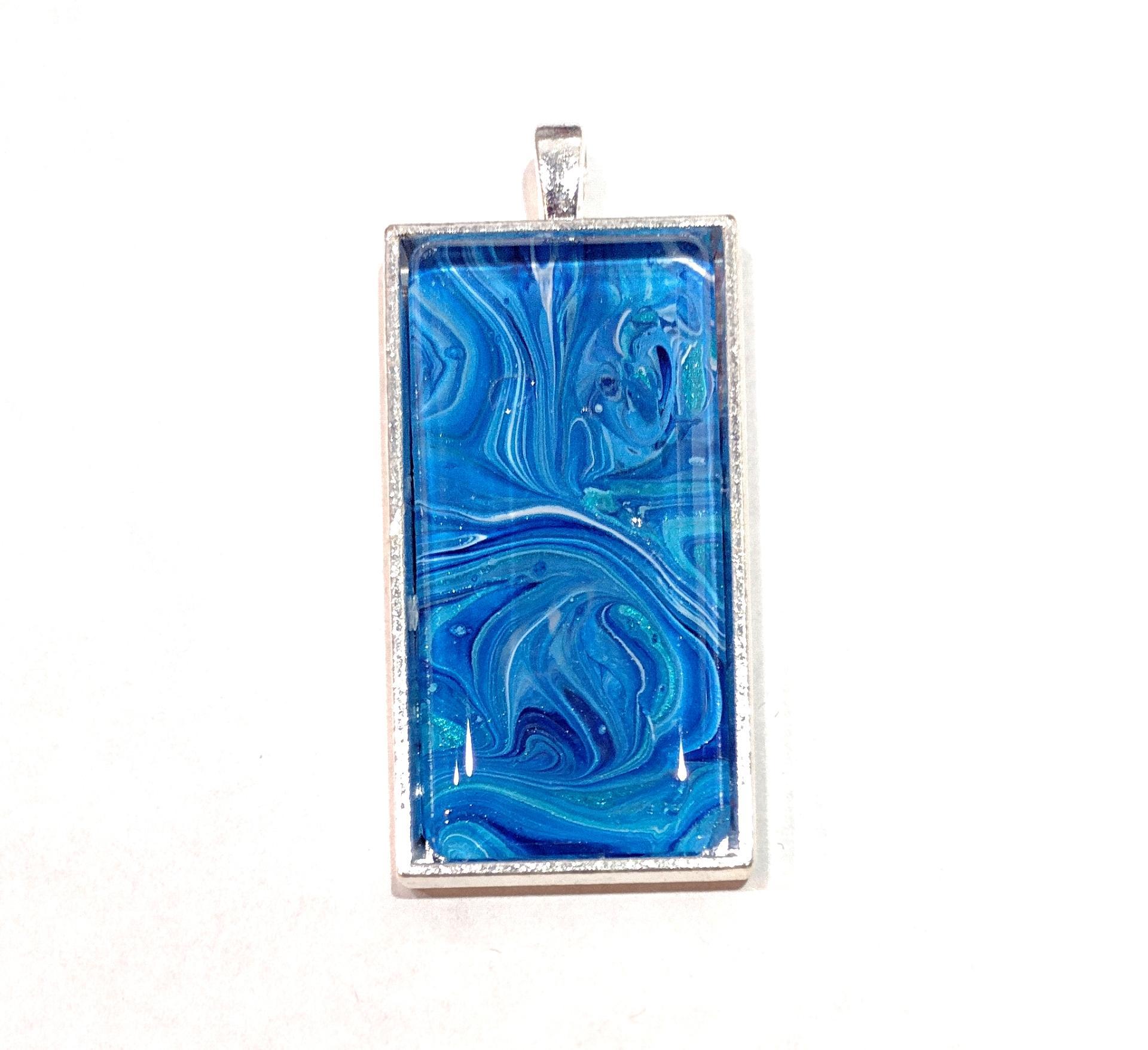 Painted Pendant, Blue Swirls