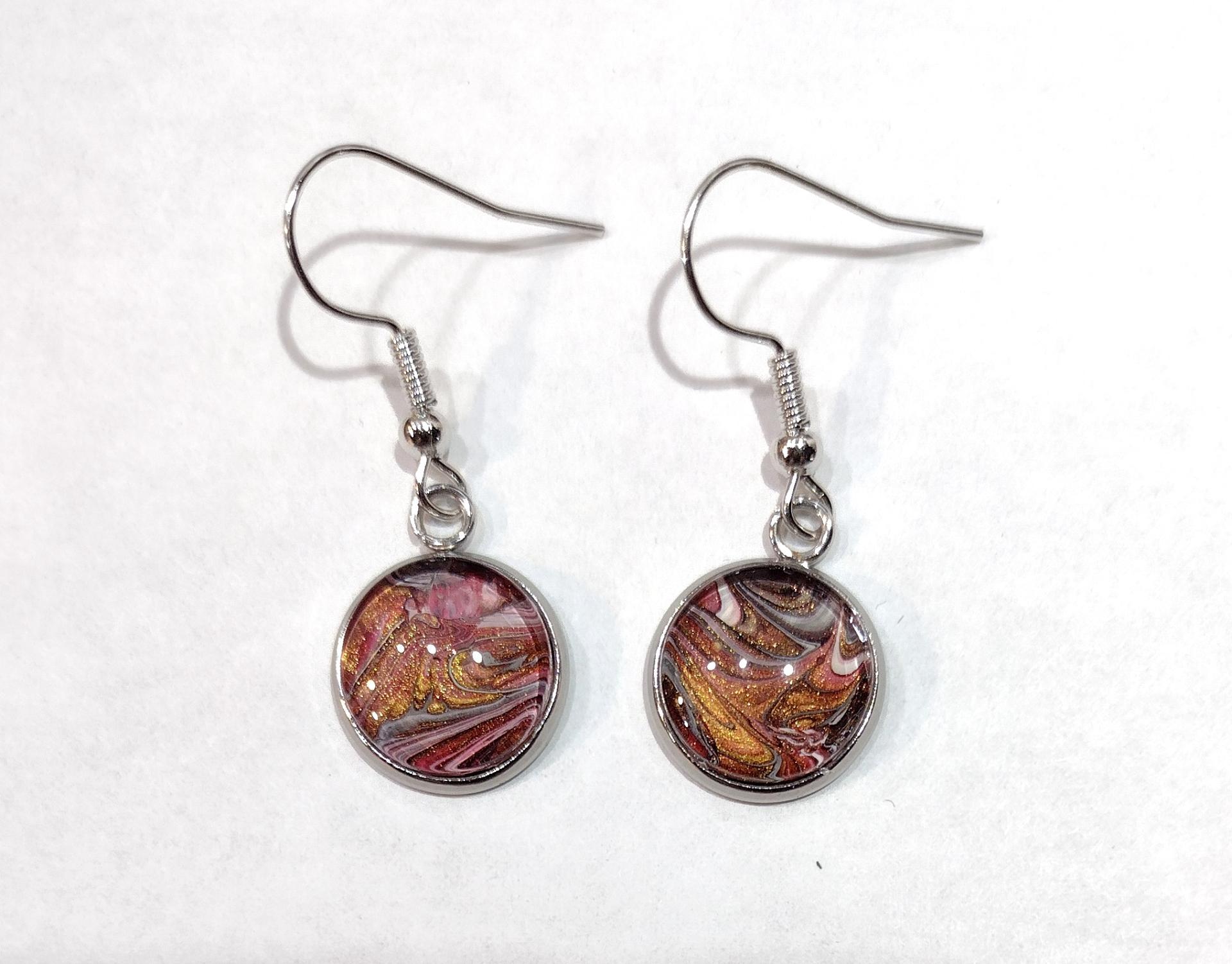 Painted Earrings, Rose Gold Swirl