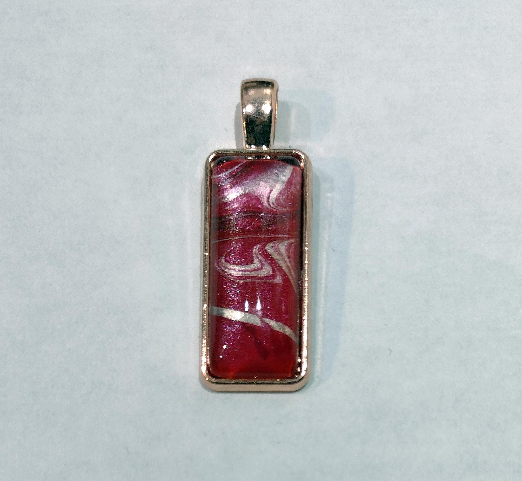 Painted Pendant, Red and Silver