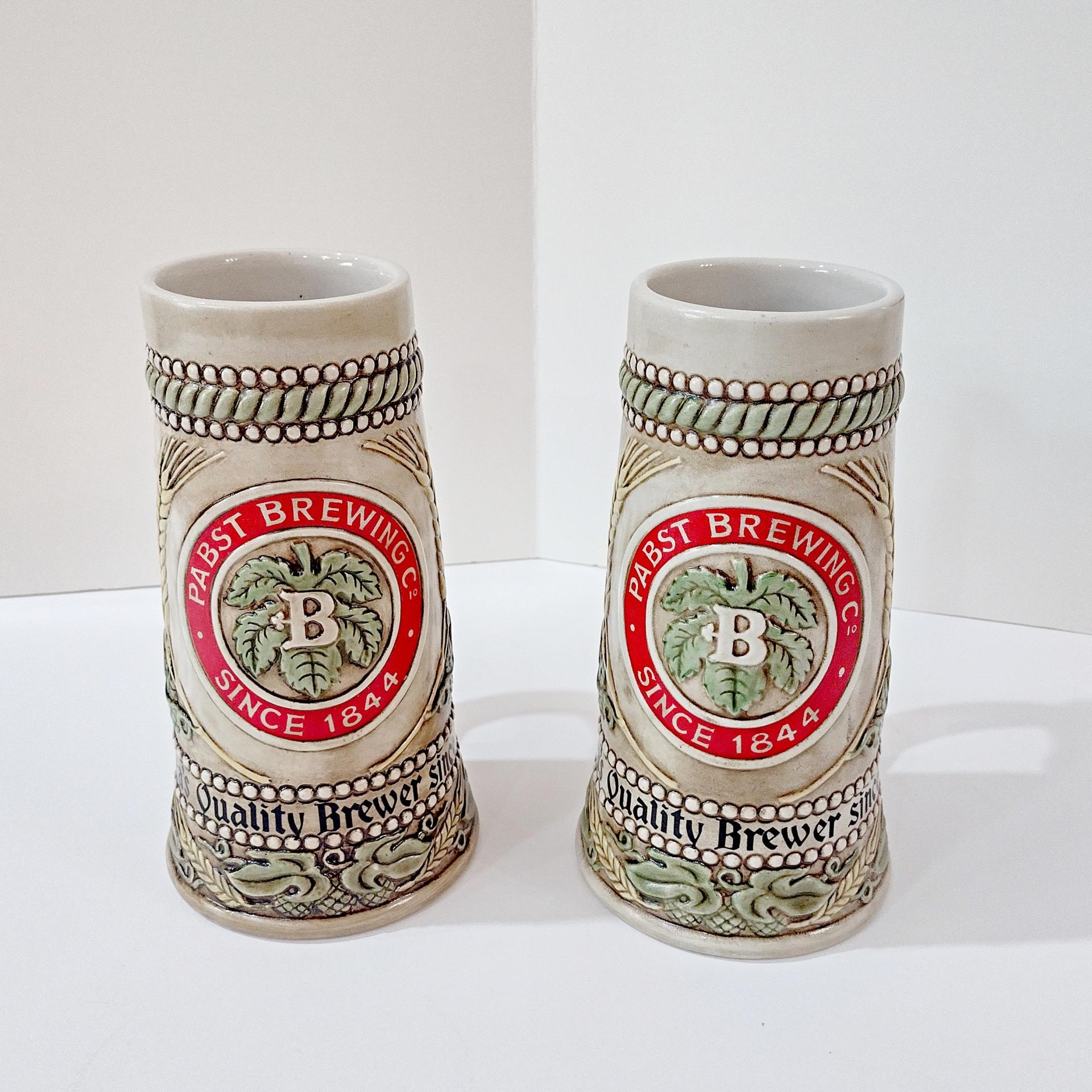 Vintage Pabst Brewing Company Since 1844 Ceramic Beer Mug, Ceramarte Brazil Collectible Beer Stein