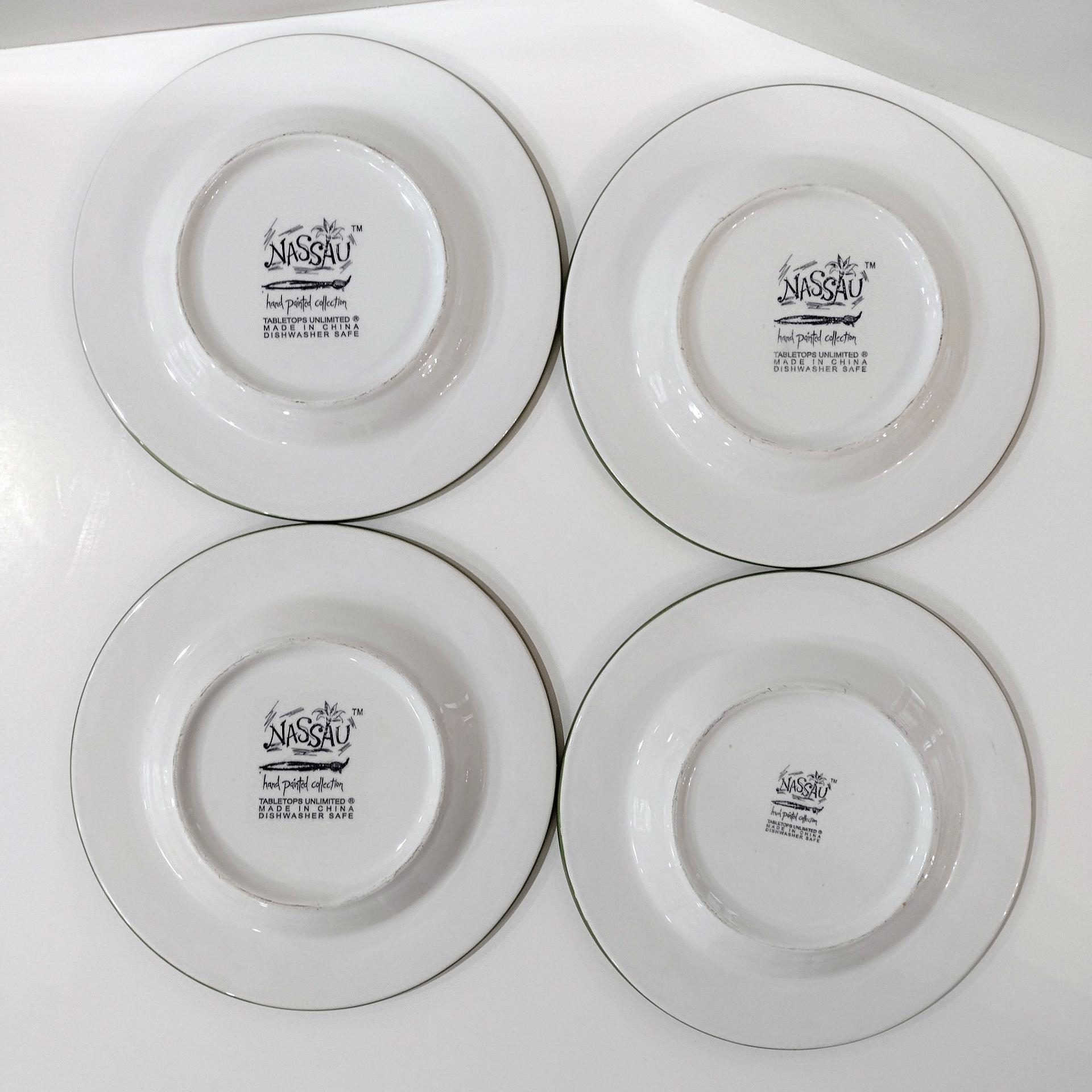 Vintage Nassau Palm Tree Ceramic Salad Appetizer Plates, Set of Four